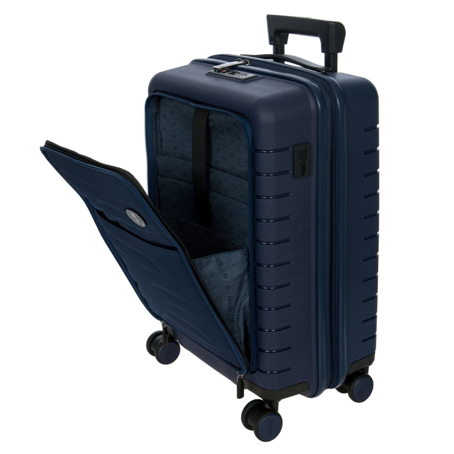 BRIC'S Ulisse 21" Expandable Carry On Luggage Spinner With Front Pocket (Ocean Blue)