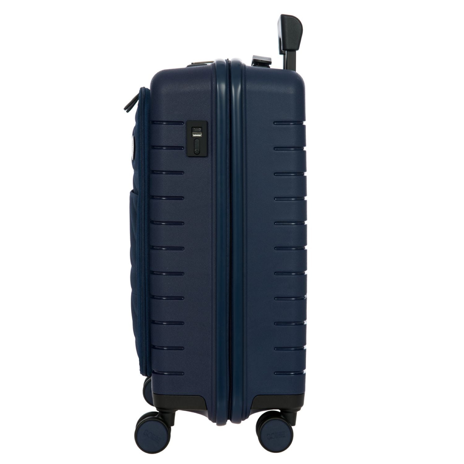 BRIC'S Ulisse 21" Expandable Carry On Luggage Spinner With Front Pocket (Ocean Blue)