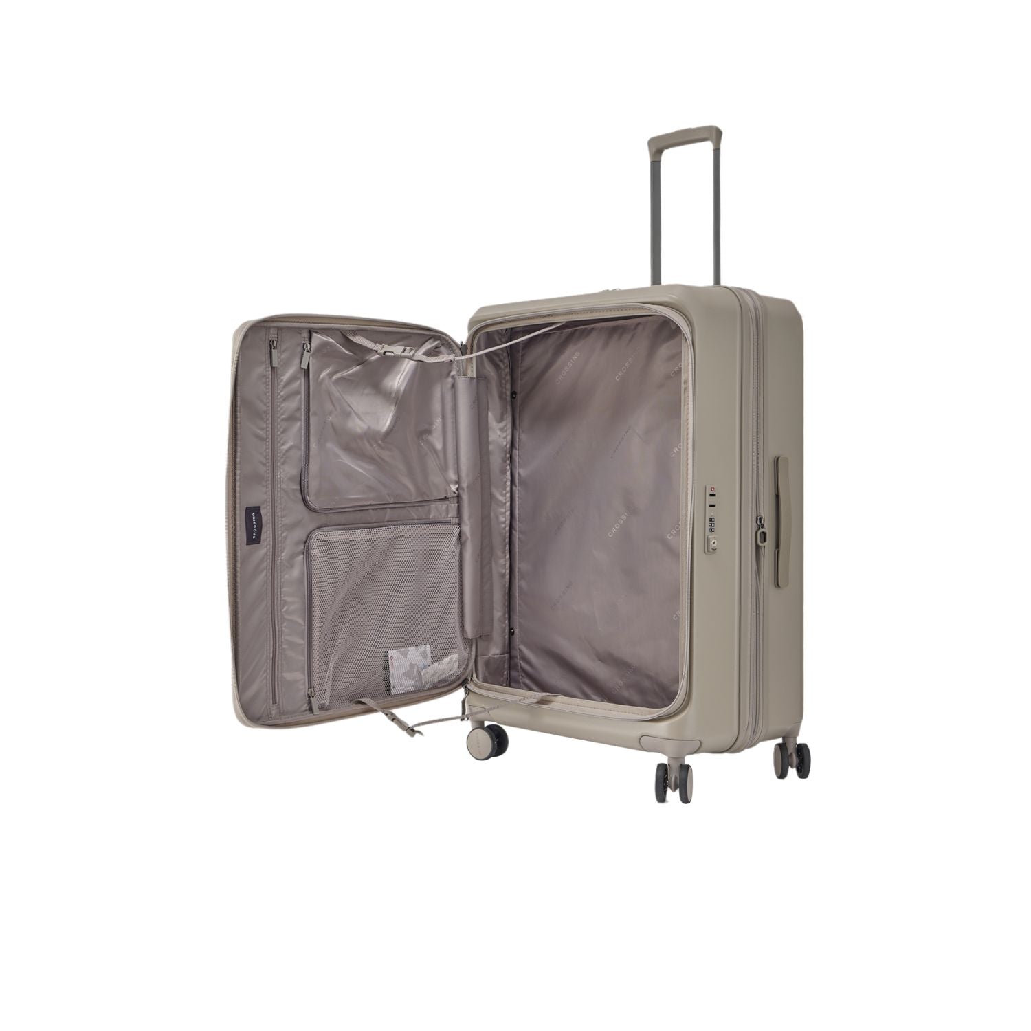 CROSSING INVI 28" Large Expandable Luggage With Front & Middle Access - Taupe