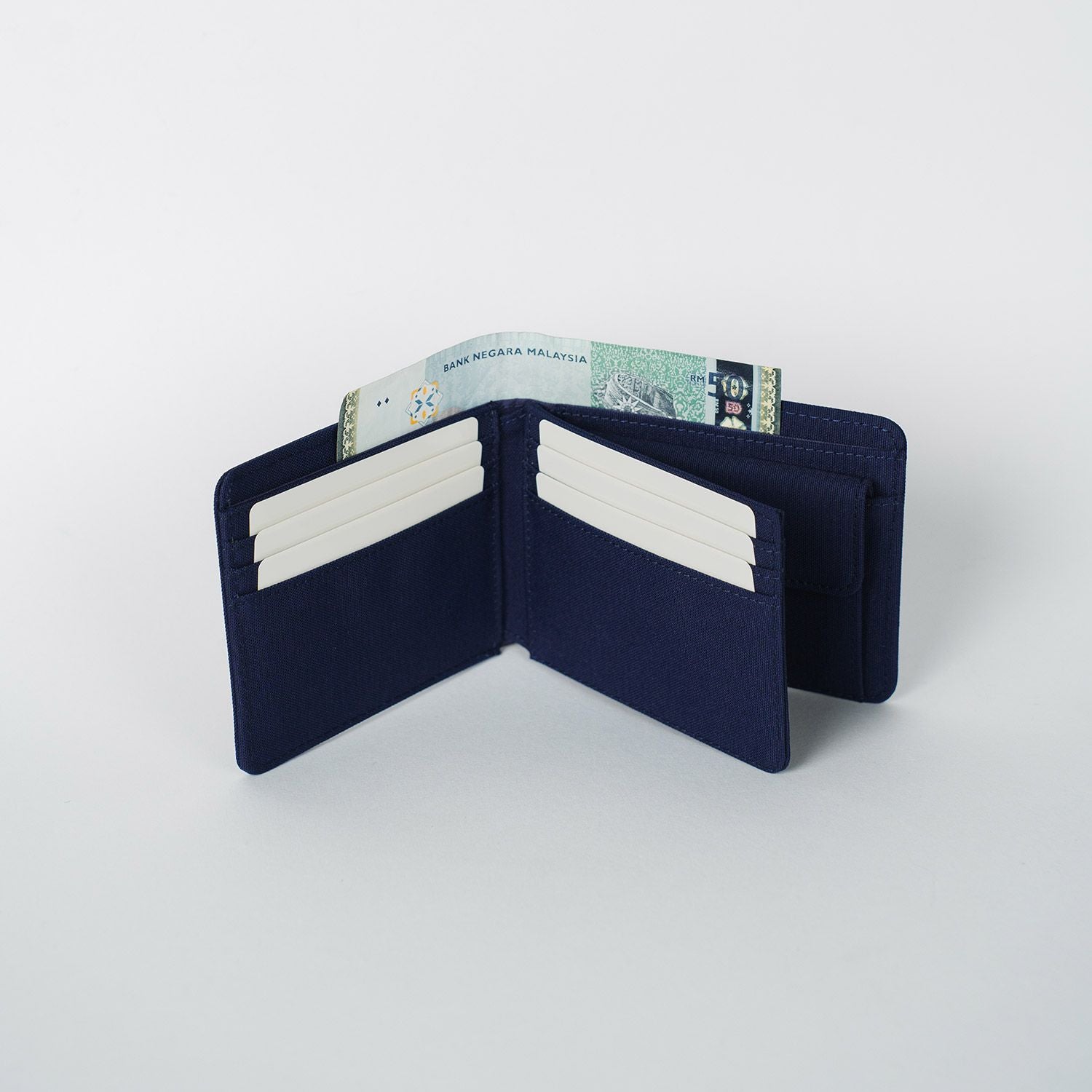 Crossing Bifold Wallet with Coin Pocket & Card Flap RFID - Navy