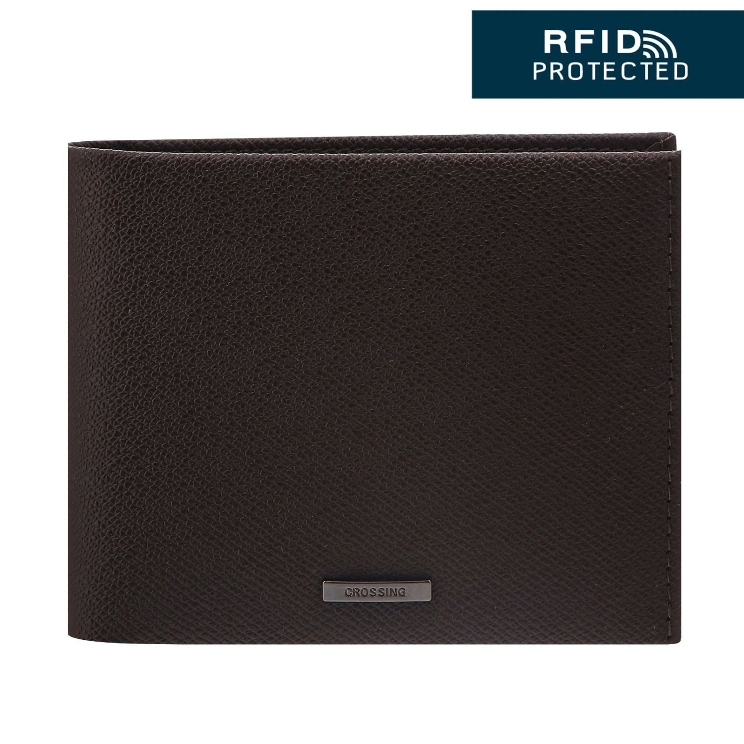 Crossing Elite Bi-fold Leather Wallet With Flap And Coin Pouch RFID - Chocolate