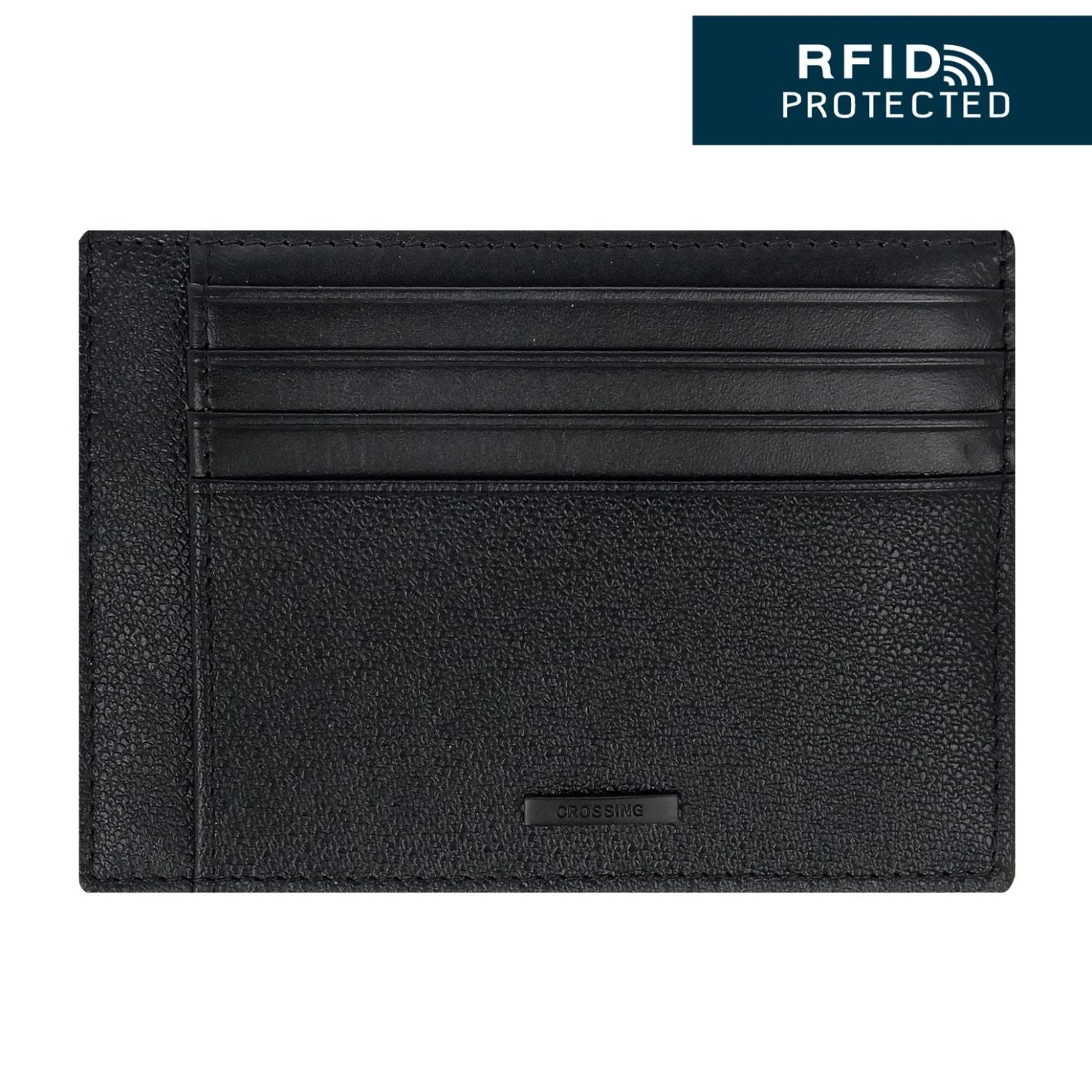 Crossing Elite Leather Card Case [11 Card Slots] RFID - Black