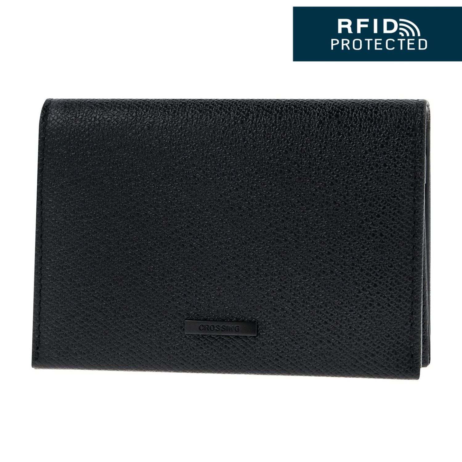 Crossing Elite Leather Leather Card Case With Magnet Closure RFID - Black