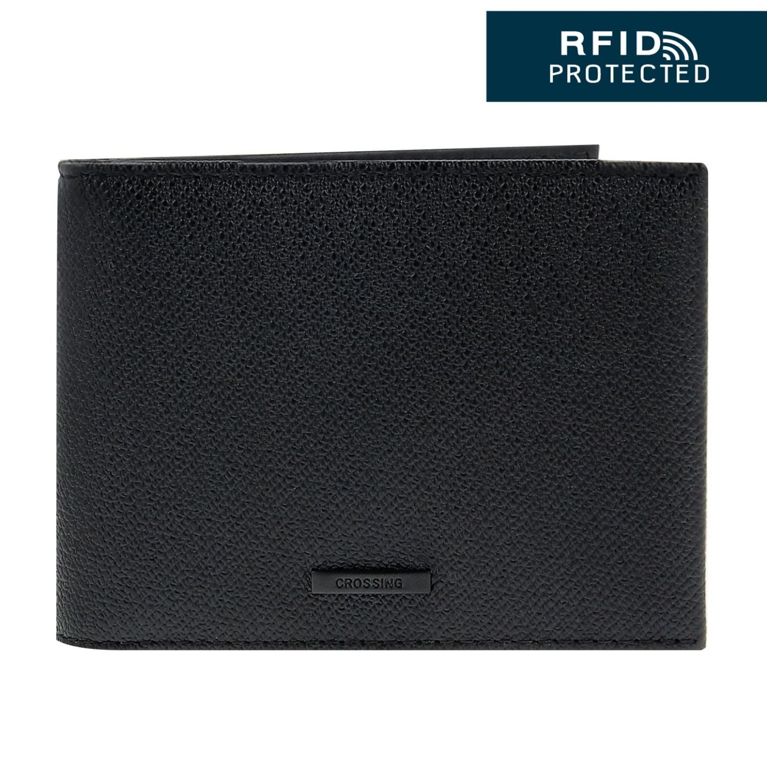 Crossing Elite Slim Leather Wallet [8 Card Slots] RFID - Black