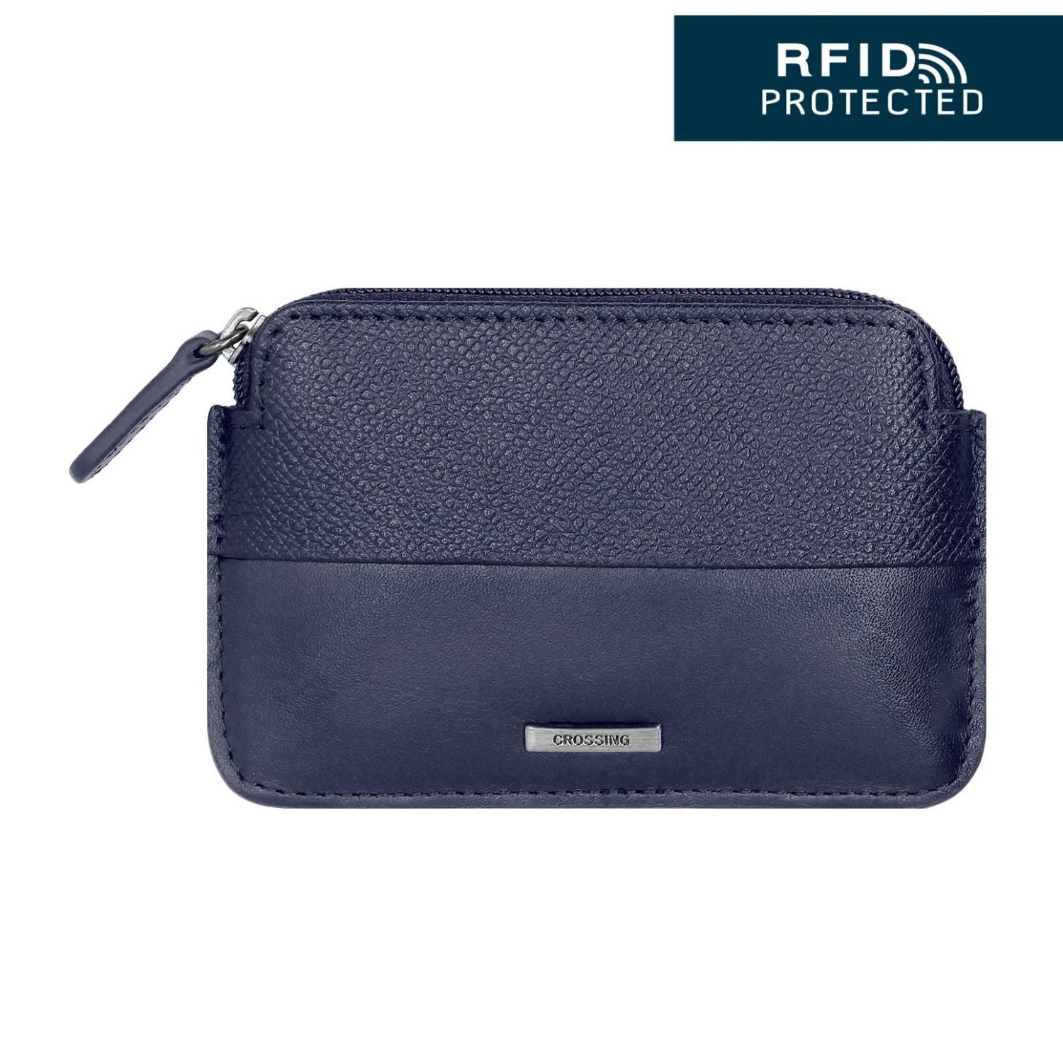 Crossing Infinite Leather Key Coin Pouch With Card Slots RFID - Blue