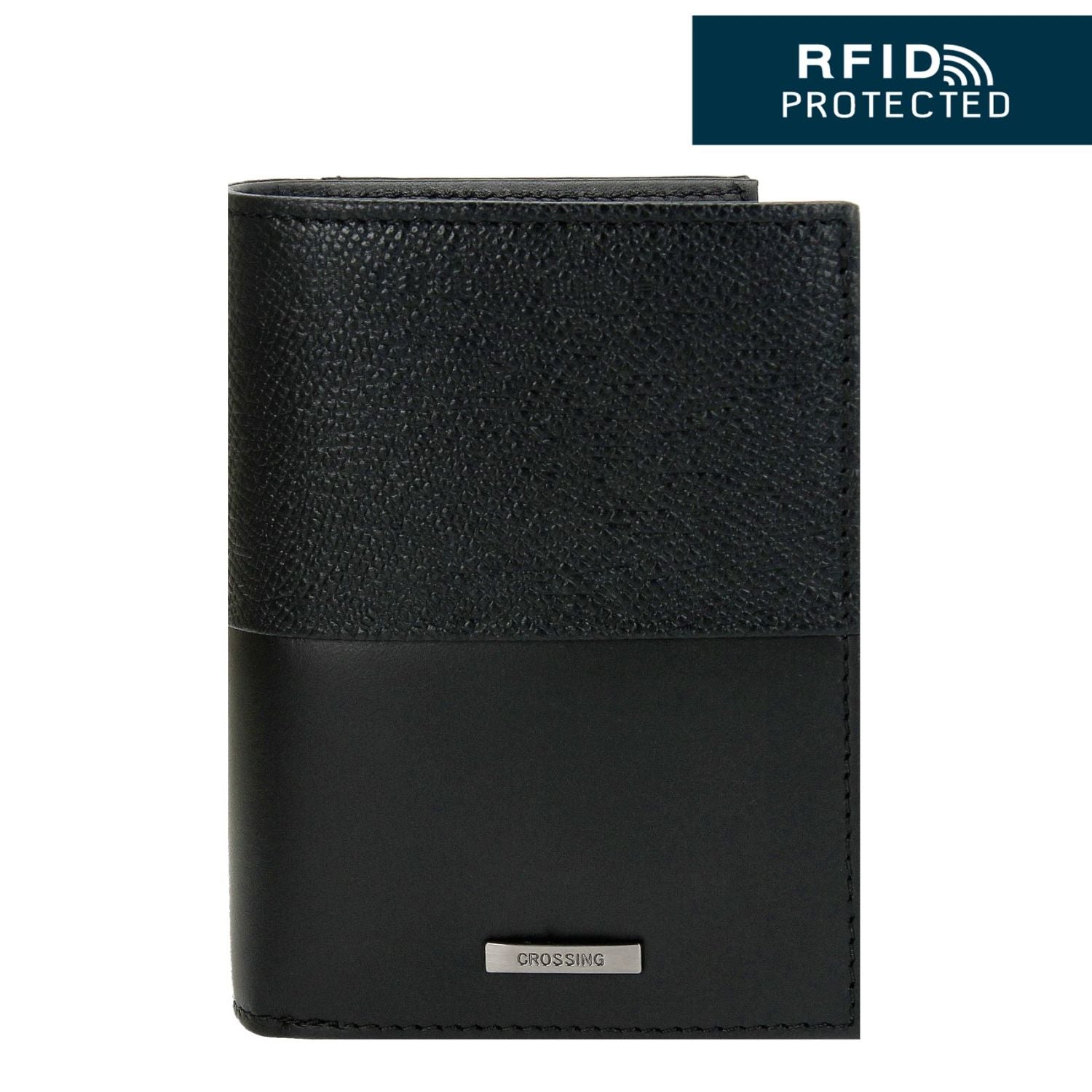 Crossing Infinite Short Leather Wallet With Coin Pouch RFID - Black