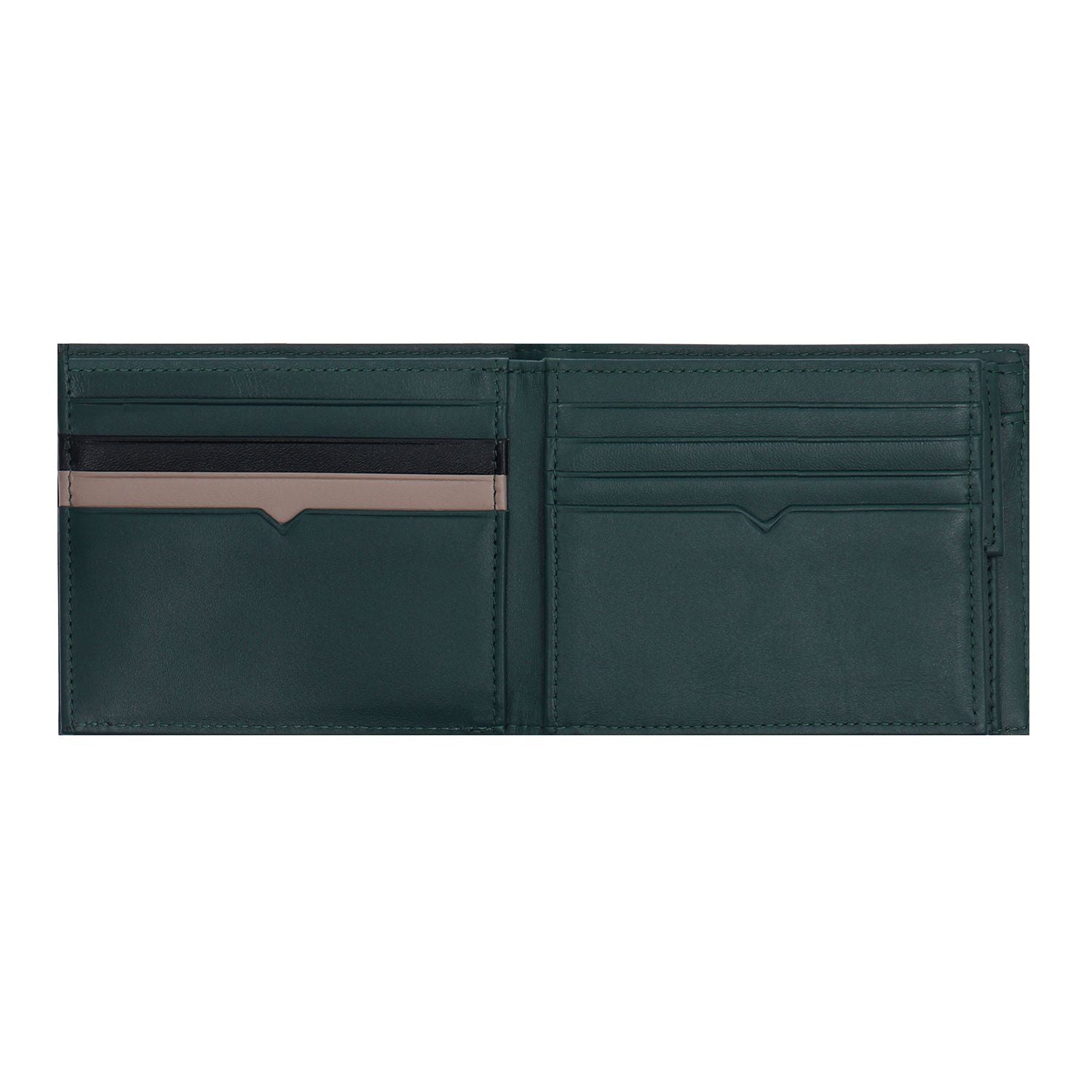 Crossing Modish Bi-fold Leather Wallet With Flap And Coin Pouch RFID - Black/Teal
