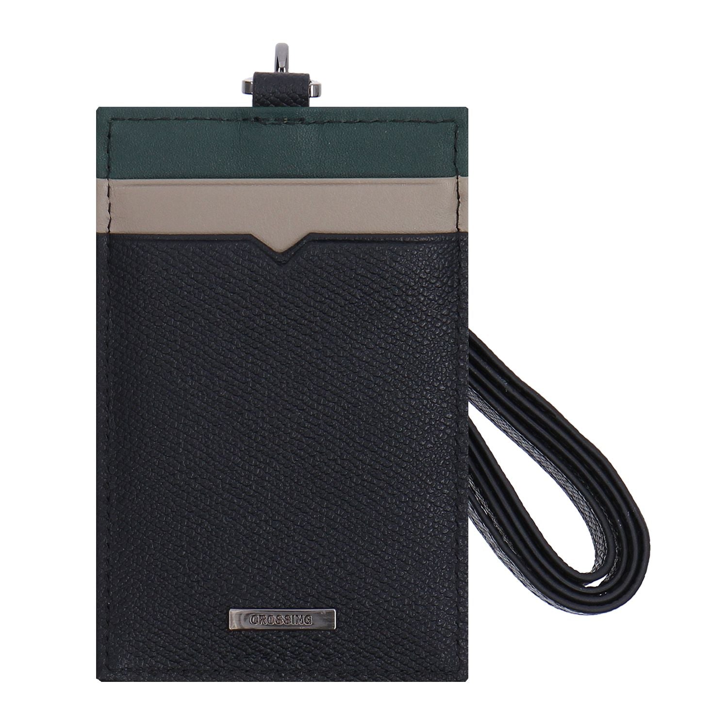 Crossing Modish Leather Lanyard - Black/Teal
