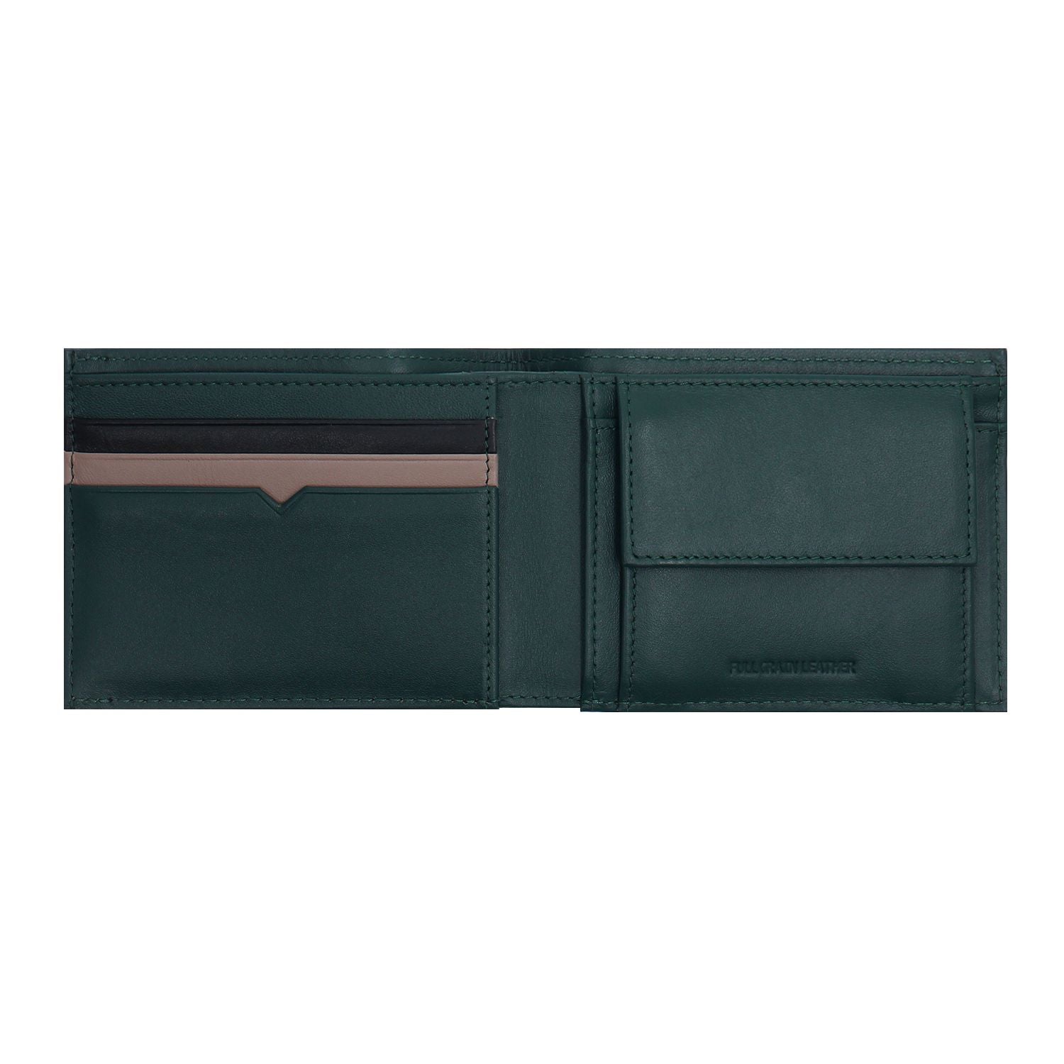 Crossing Modish Slim Leather Wallet With Coin Pocket [5 Card Slots] RFID - Black/Teal