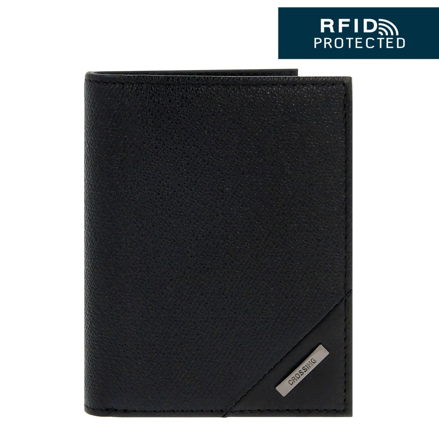 Crossing Riforma Short Leather Wallet With Coin Pouch RFID - Black