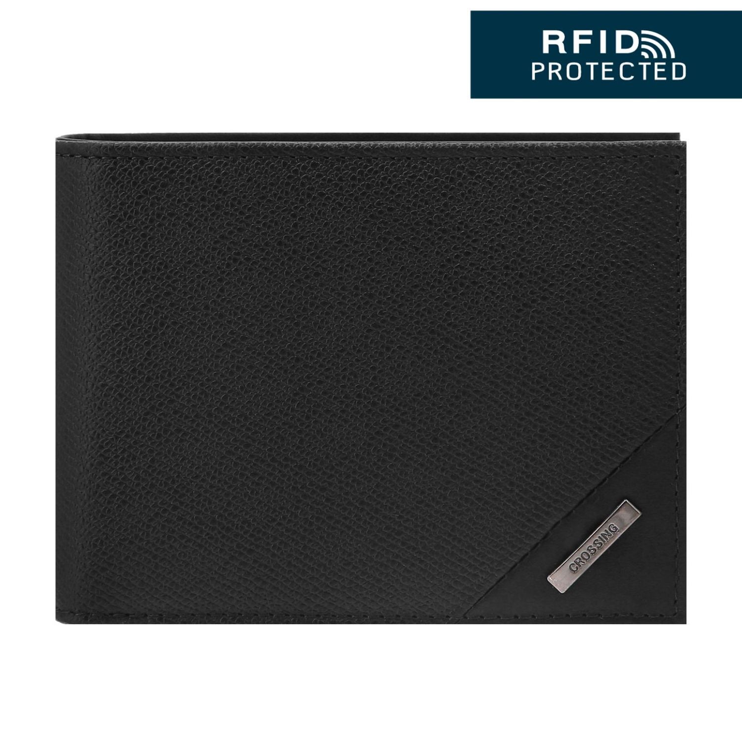 Crossing Riforma Slim Leather Wallet With Coin Pocket [5 Card Slots] RFID - Black