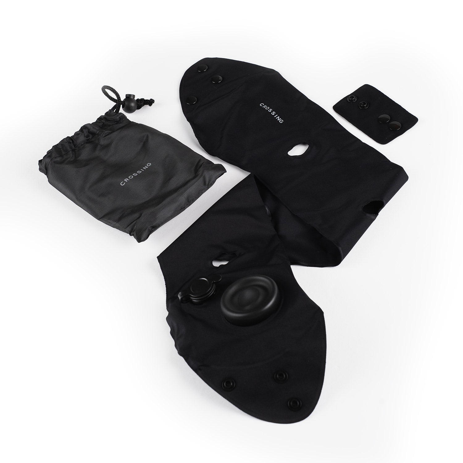 Crossing Inflatable Air Pump Neck Travel Pillow - Black