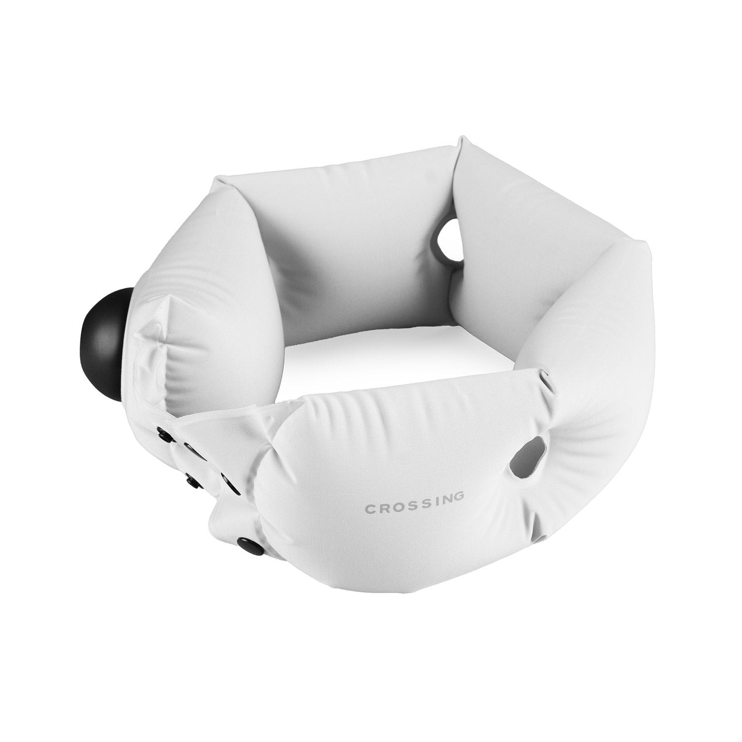 Crossing Inflatable Air Pump Neck Travel Pillow - Grey