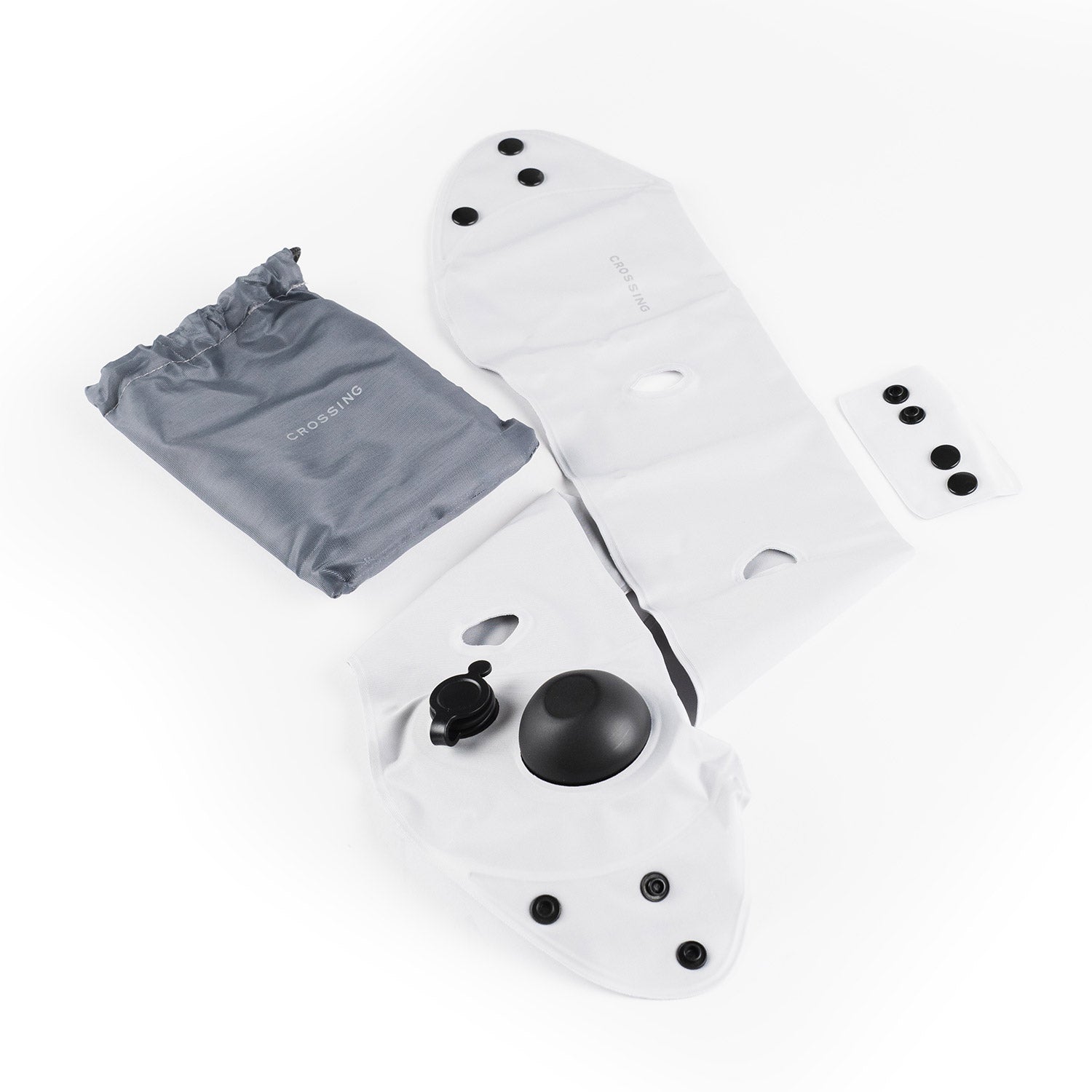 Crossing Inflatable Air Pump Neck Travel Pillow - Grey