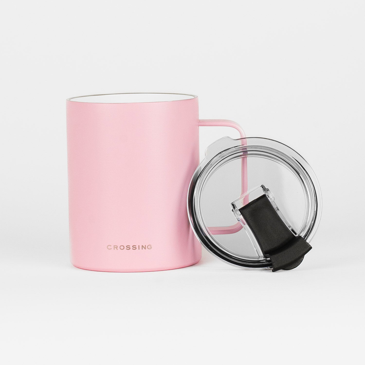 Crossing Neo Insulated S/S Ceramic Mug W Handle And Lid 420ml - Ballet Pink