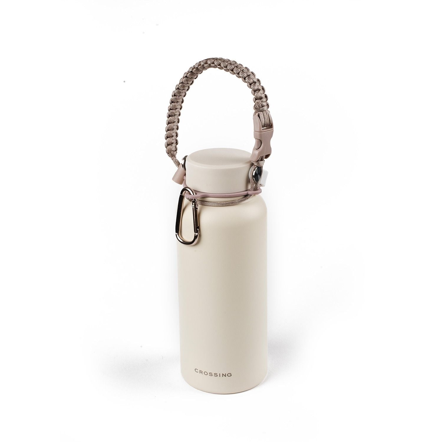 Crossing Paracord Bottle Carrier Strap with Carabiner - Beige