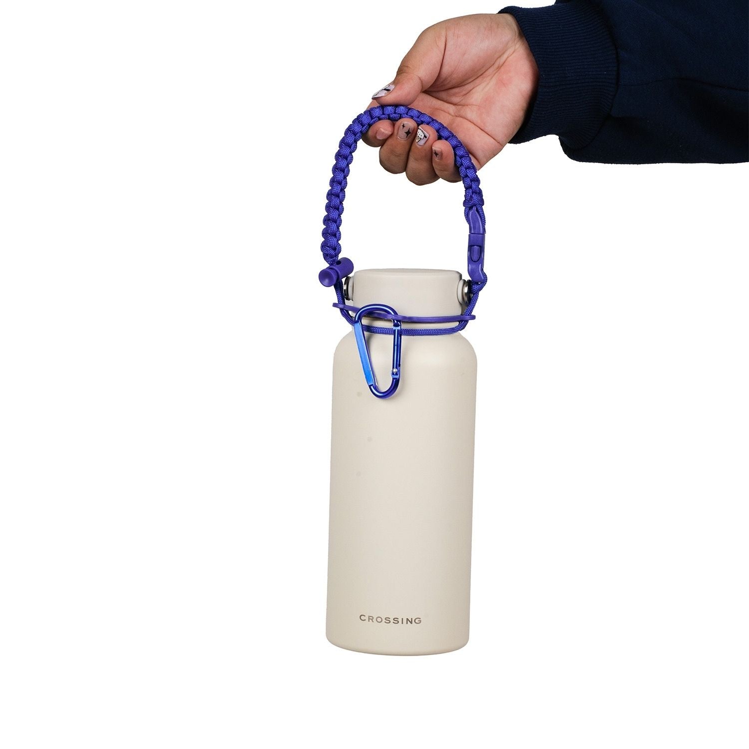 Crossing Paracord Bottle Carrier Strap with Carabiner - Dark Blue