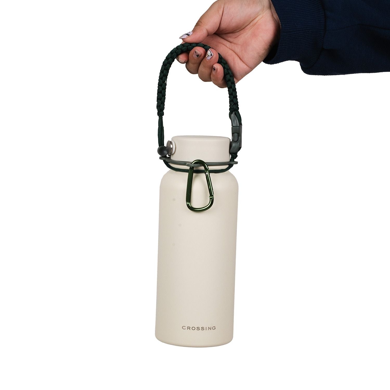 Crossing Paracord Bottle Carrier Strap with Carabiner - Dark Green