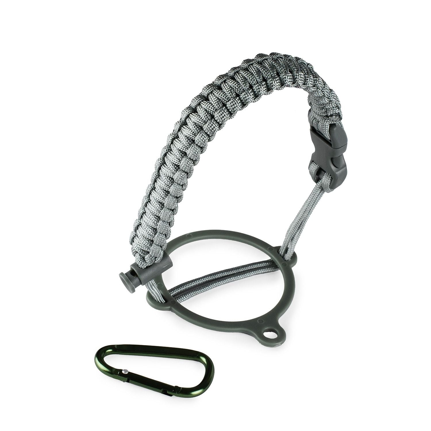 Crossing Paracord Bottle Carrier Strap with Carabiner - Grey