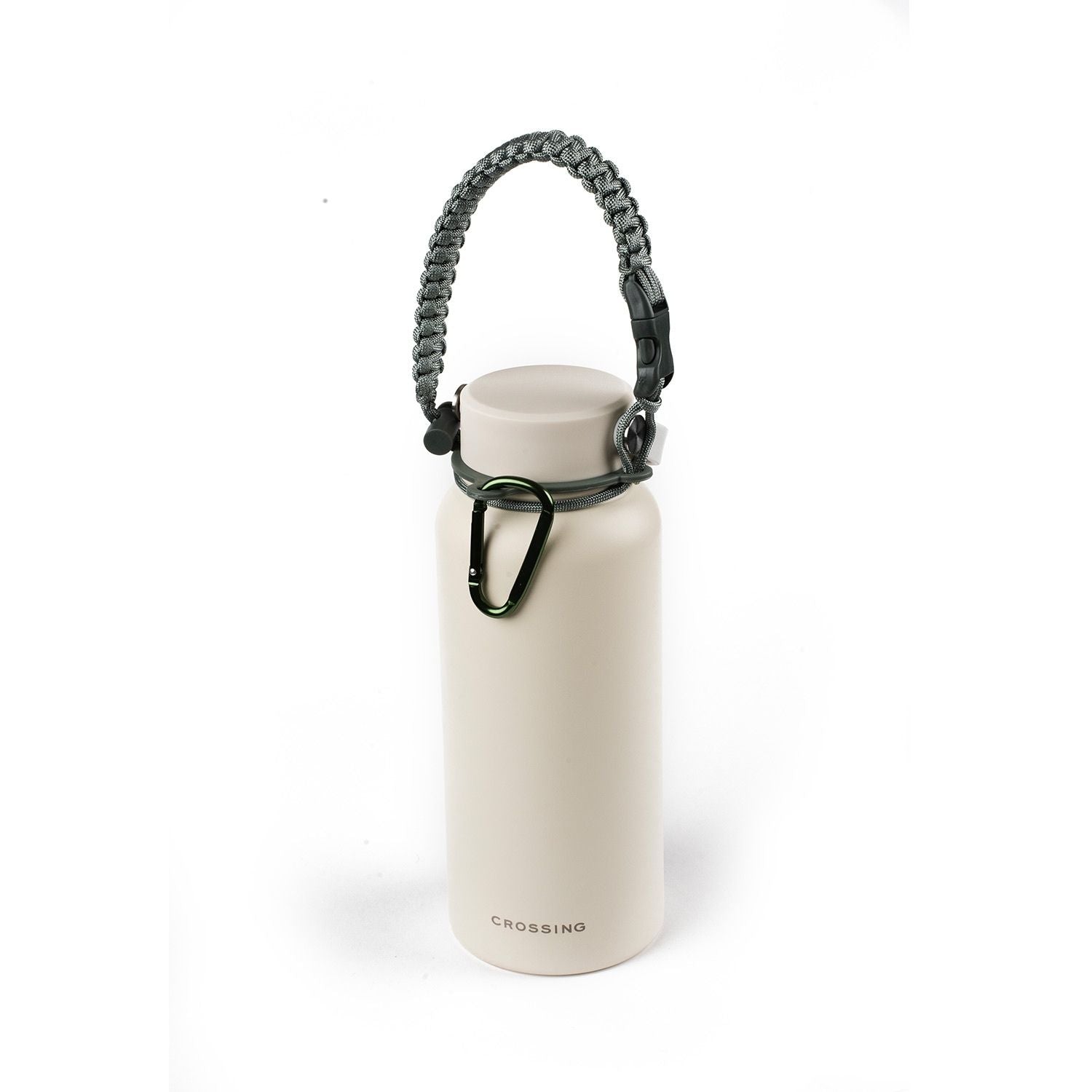 Crossing Paracord Bottle Carrier Strap with Carabiner - Grey