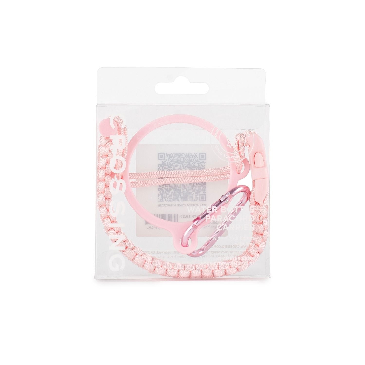 Crossing Paracord Bottle Carrier Strap with Carabiner - Light Pink