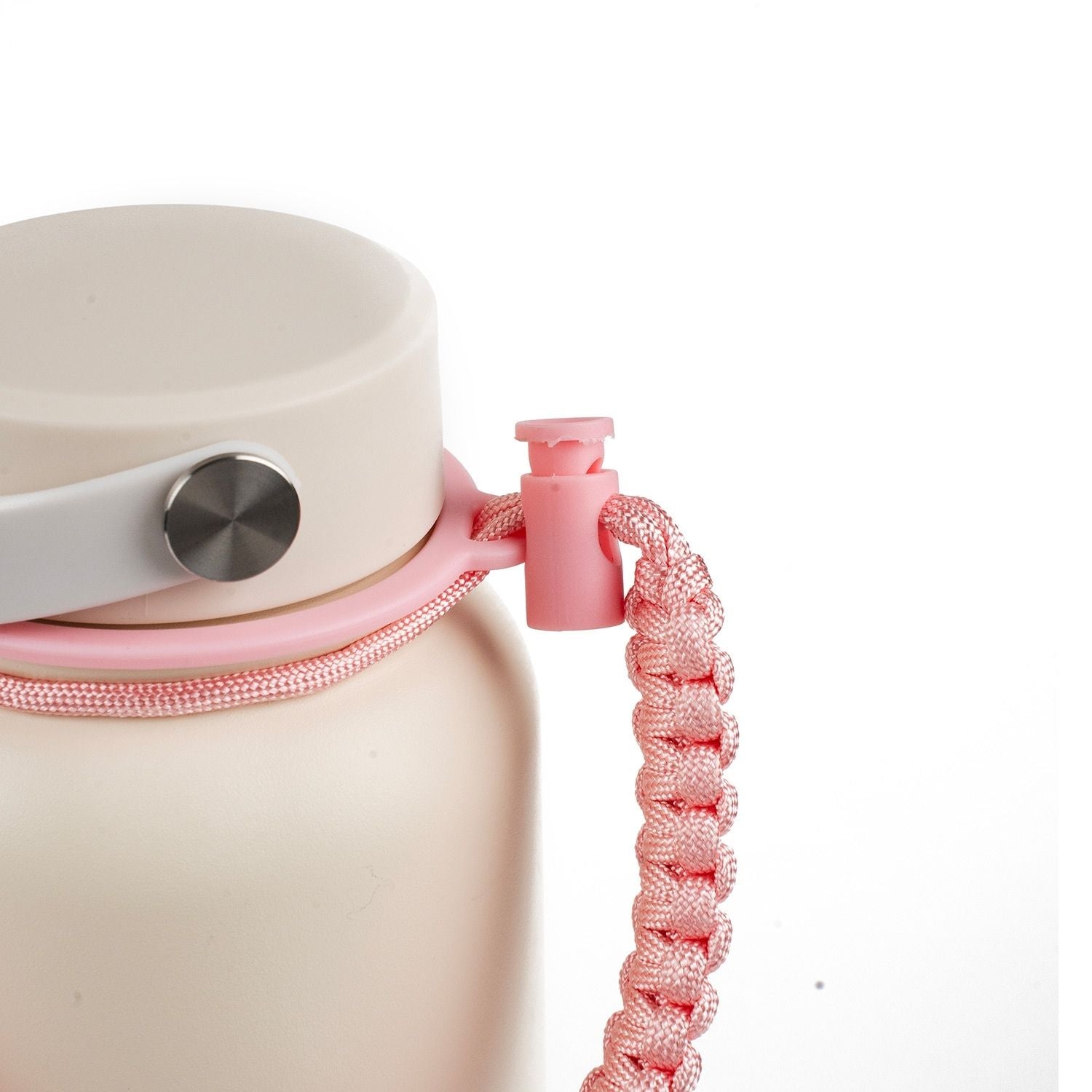 Crossing Paracord Bottle Carrier Strap with Carabiner - Light Pink