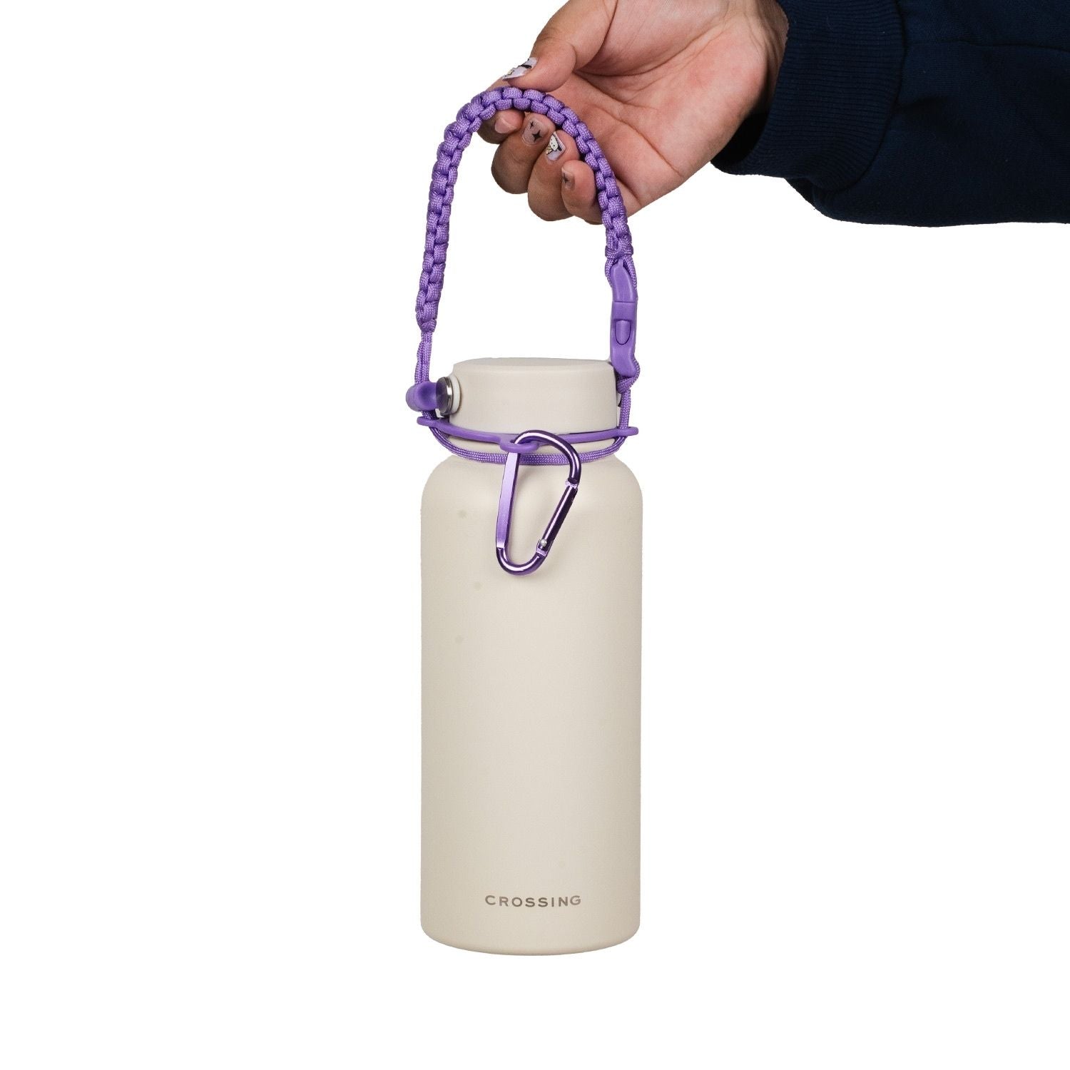 Crossing Paracord Bottle Carrier Strap with Carabiner - Purple