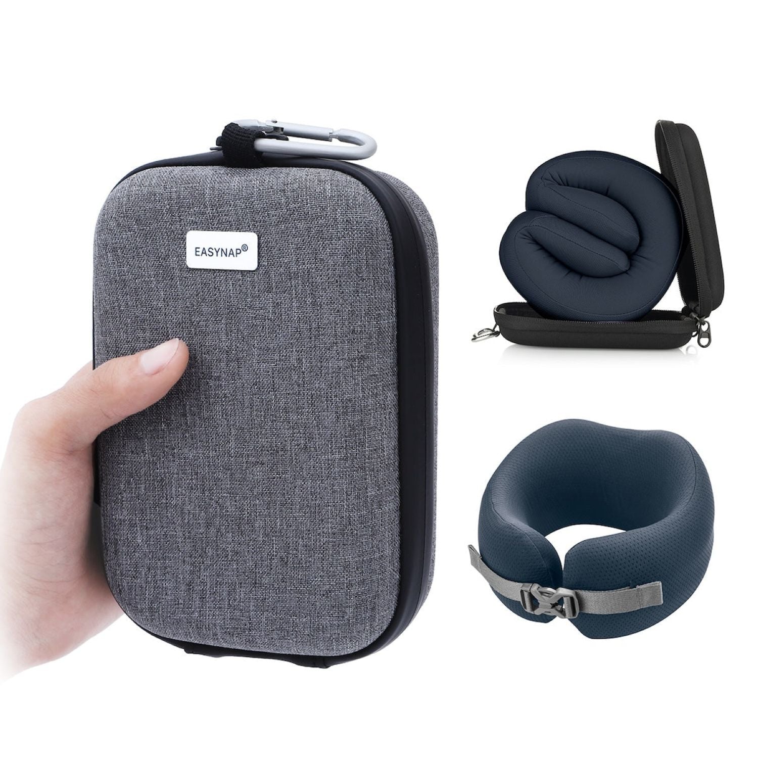 Easynap Foldable Pocket Travel Neck Pillow With Pouch Large - Pewter Gray
