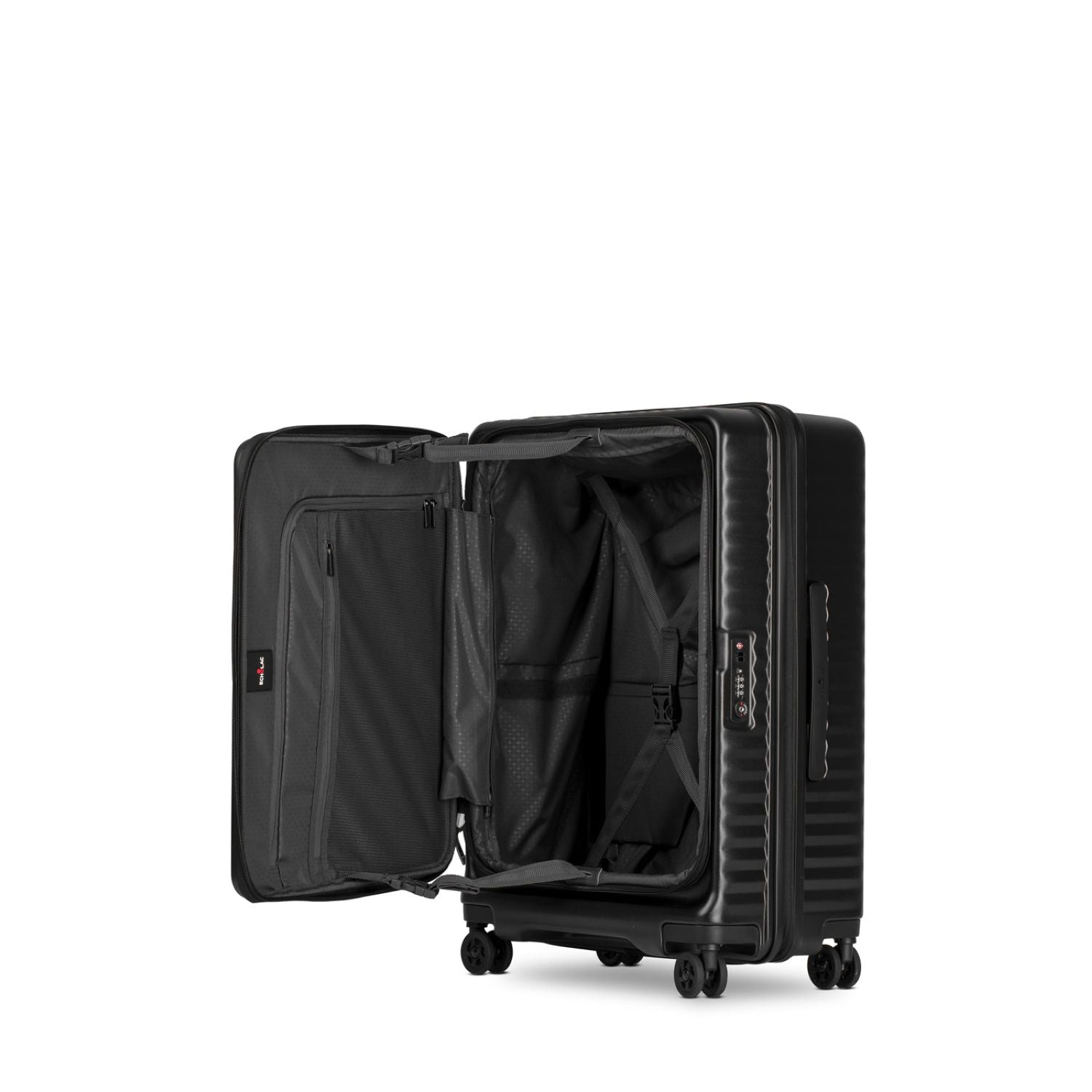 Echolac Celestra 24" Medium Upright Luggage With Front Access Opening (Black)