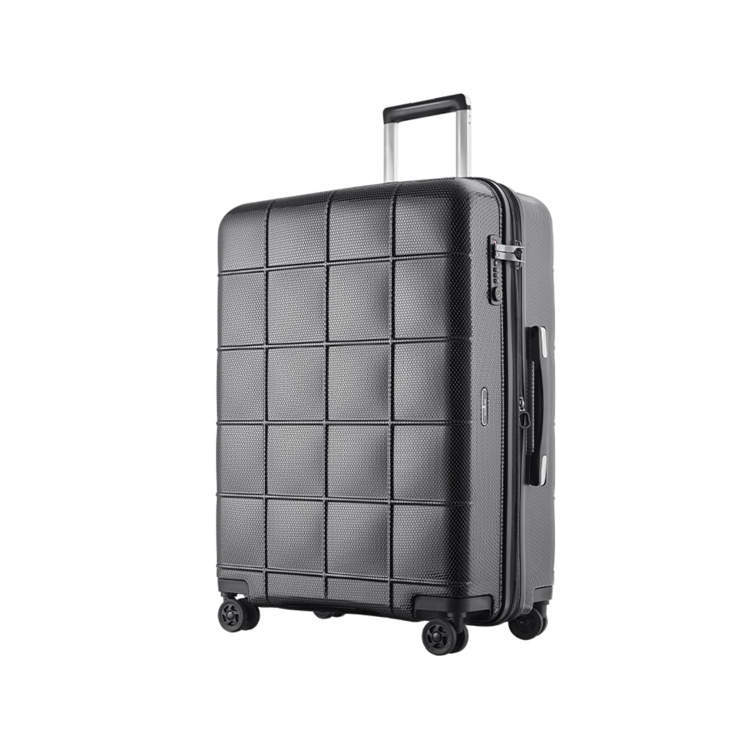 Echolac Square Pro 28" Upright Large Luggage with Super Silent Spinner Wheels - Black