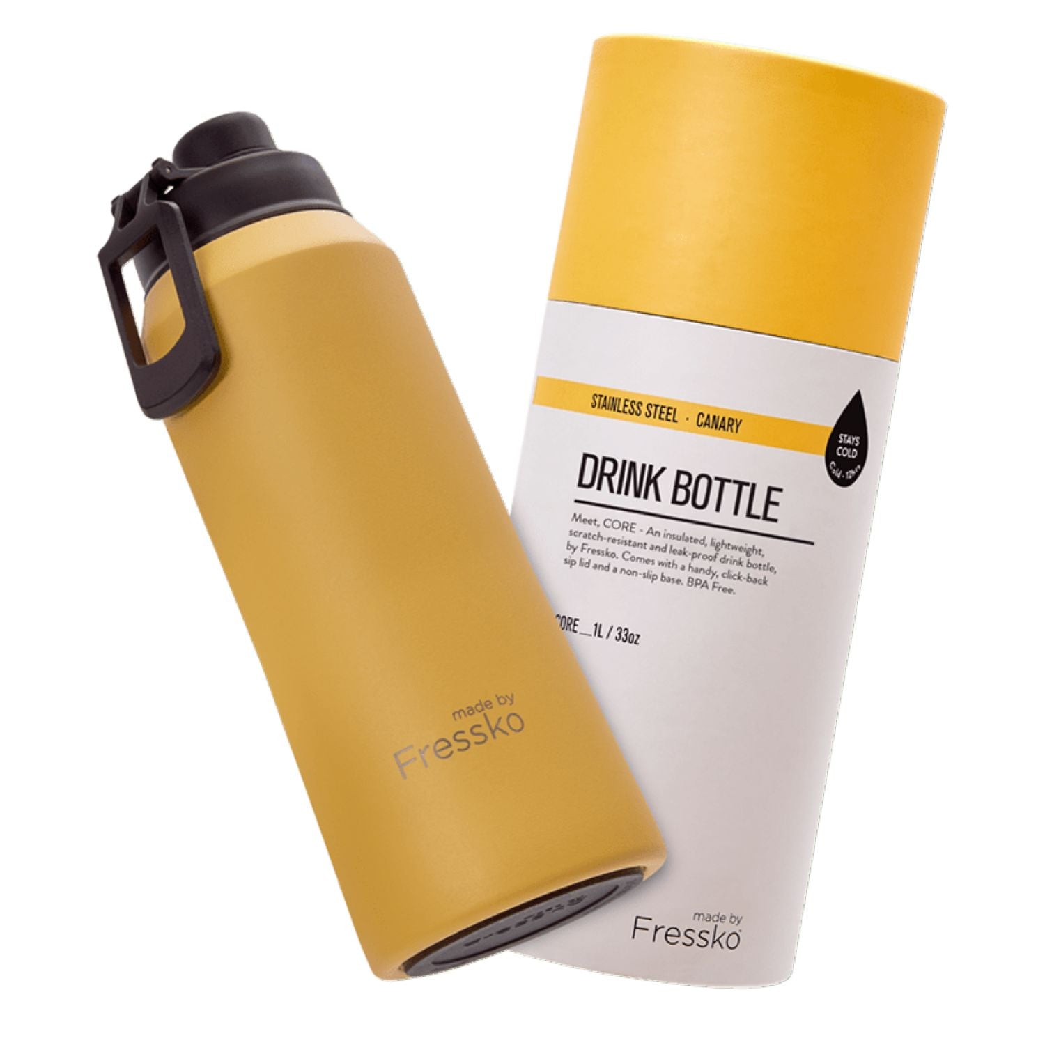 Made By Fressko Core 34oz Insulated Stainless Steel Drink Bottle - Canary