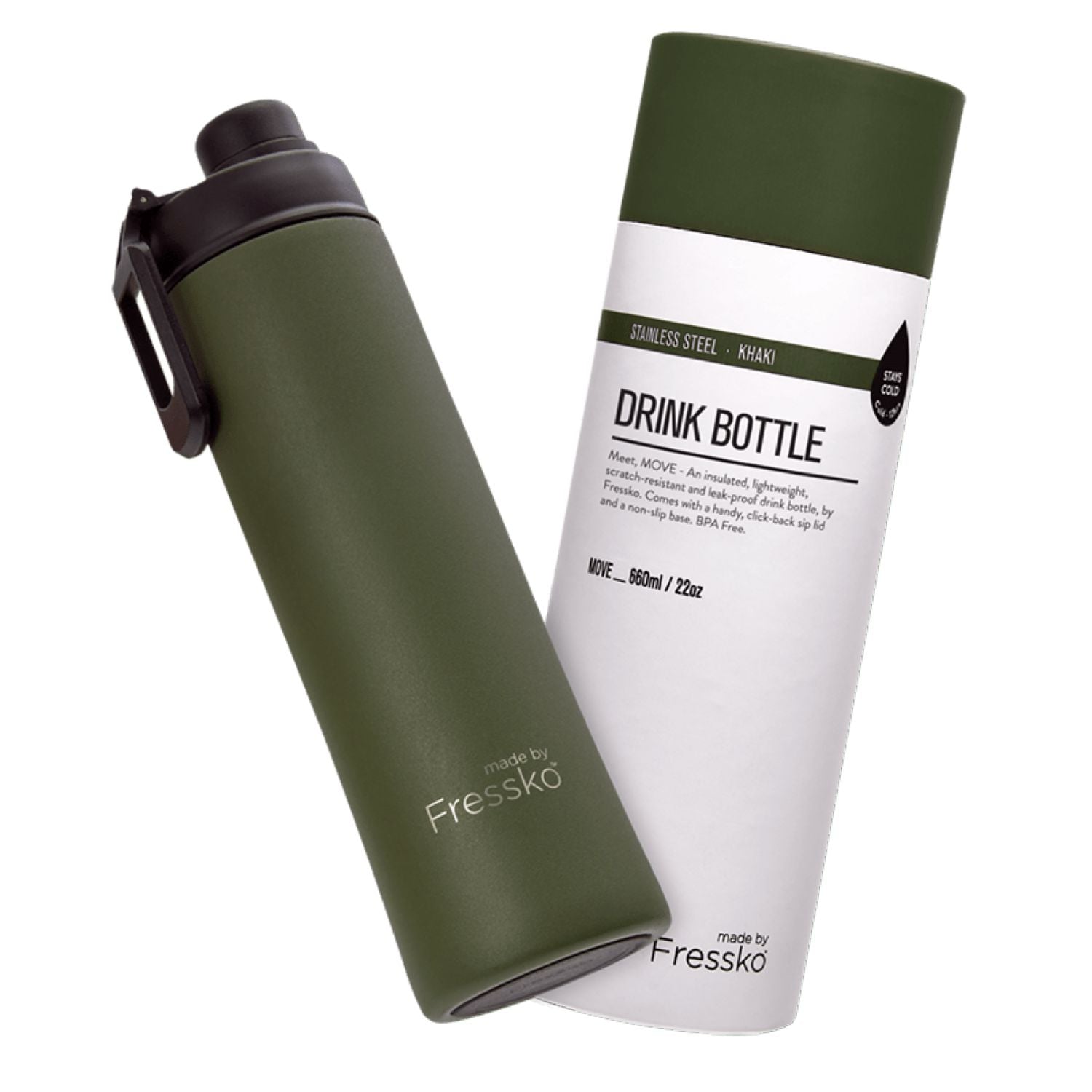 Made By Fressko Move 22oz Insulated Stainless Steel Drink Bottle - Khaki