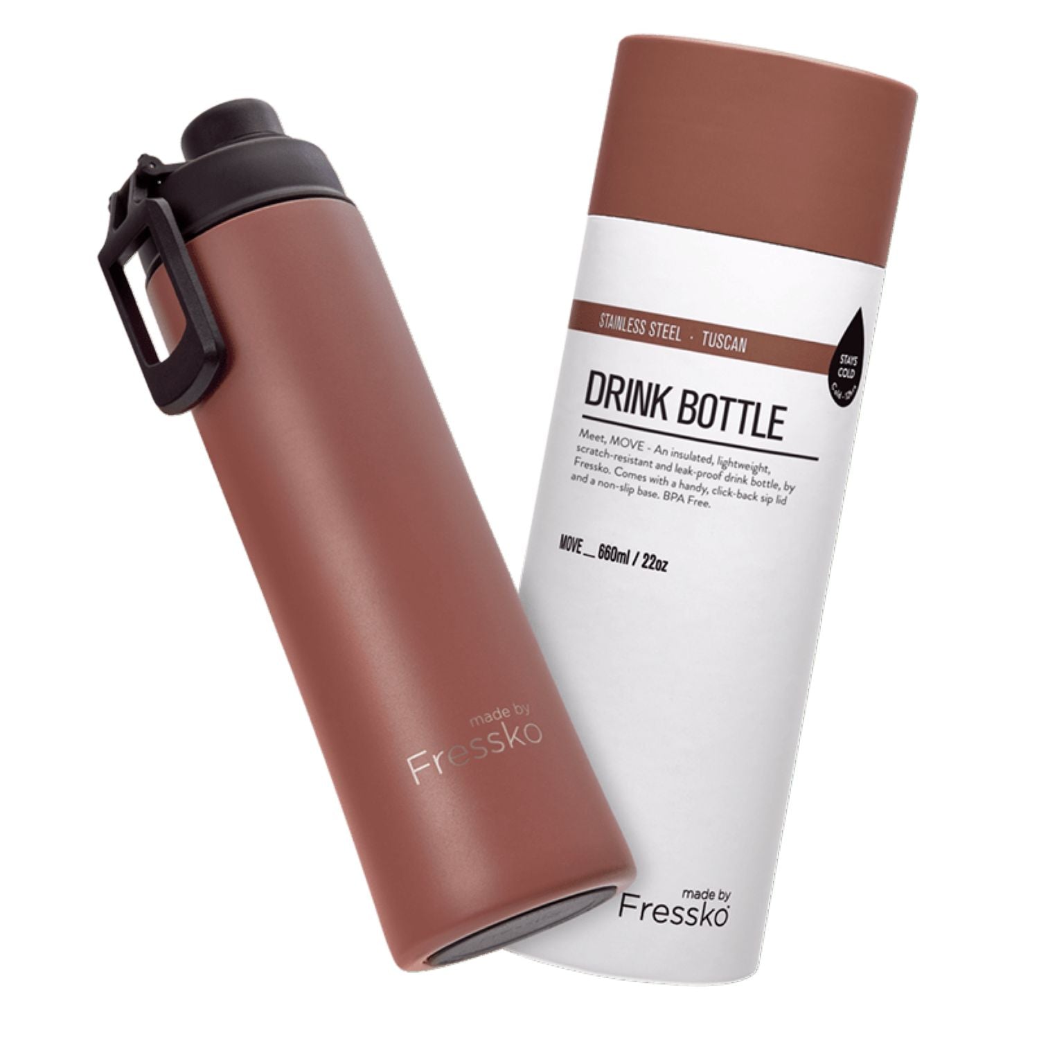Made By Fressko Move 22oz Insulated Stainless Steel Drink Bottle - Tuscan