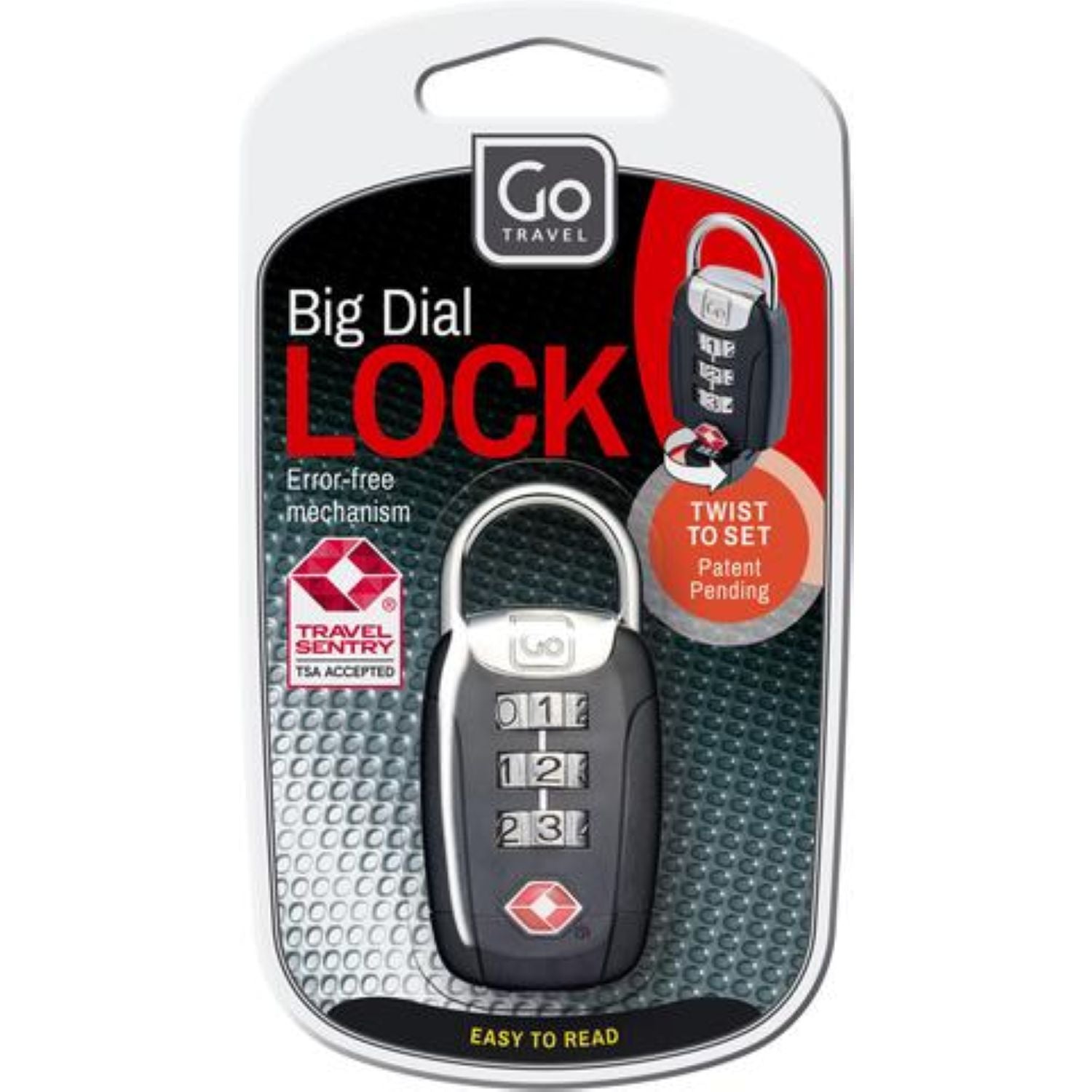 Go Travel Big Dial Twist 'N' Set Lock - Black