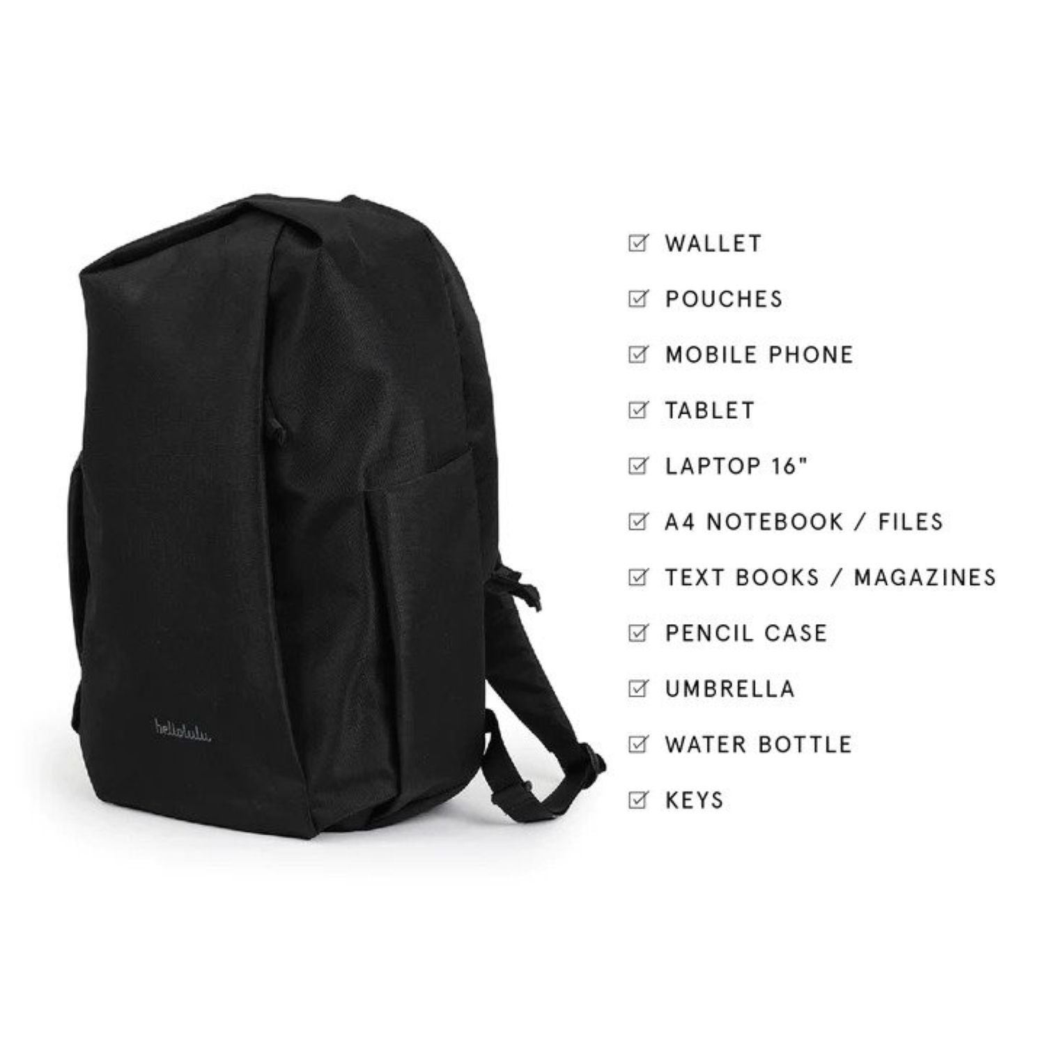 Hellolulu Simo All Day Backpack (Ebony Black)