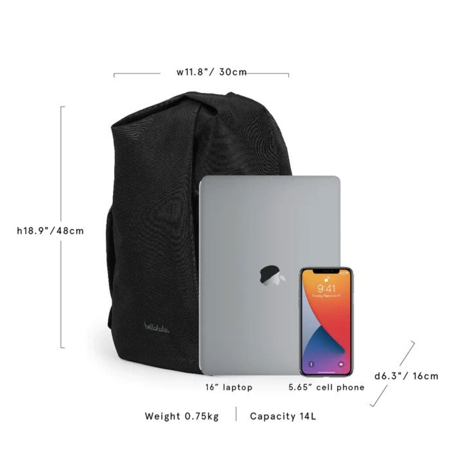 Hellolulu Simo All Day Backpack (Ebony Black)
