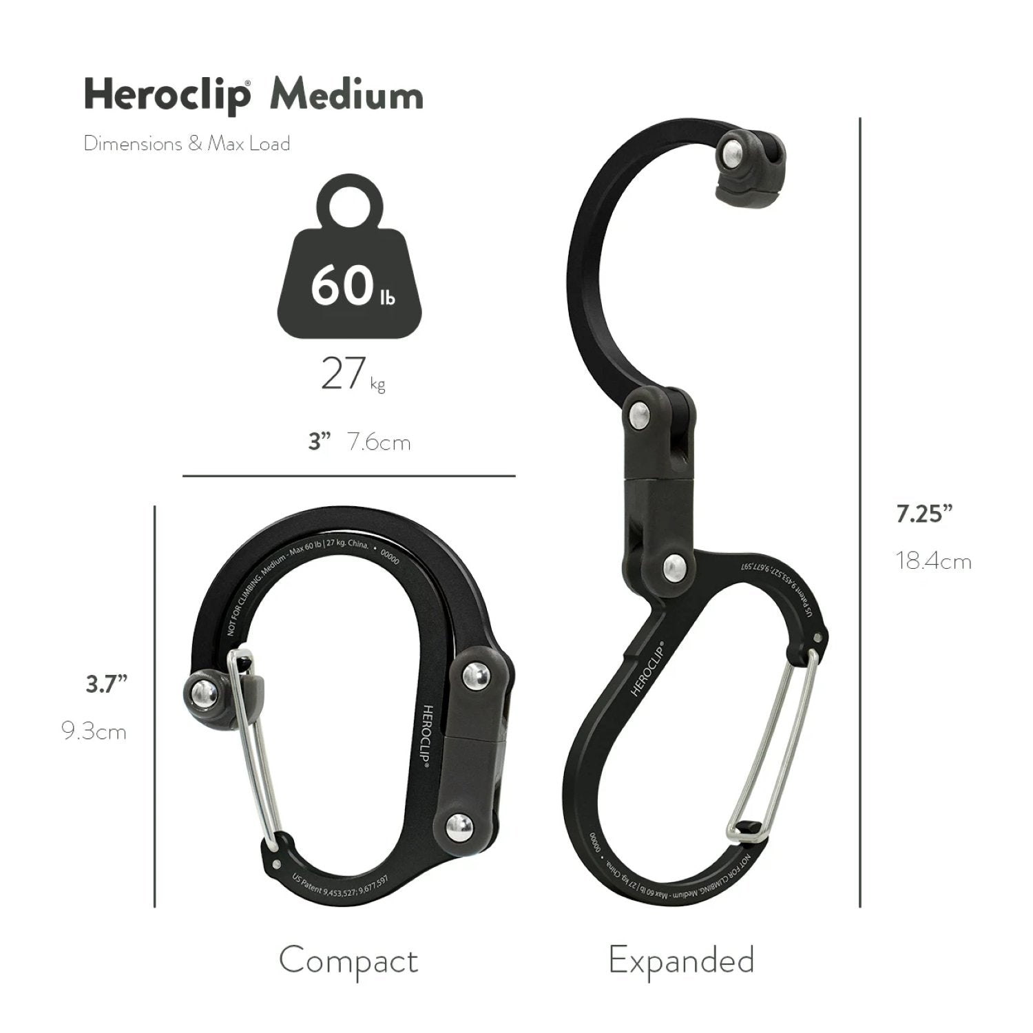 Heroclip Carabiner Medium - Stealth Black