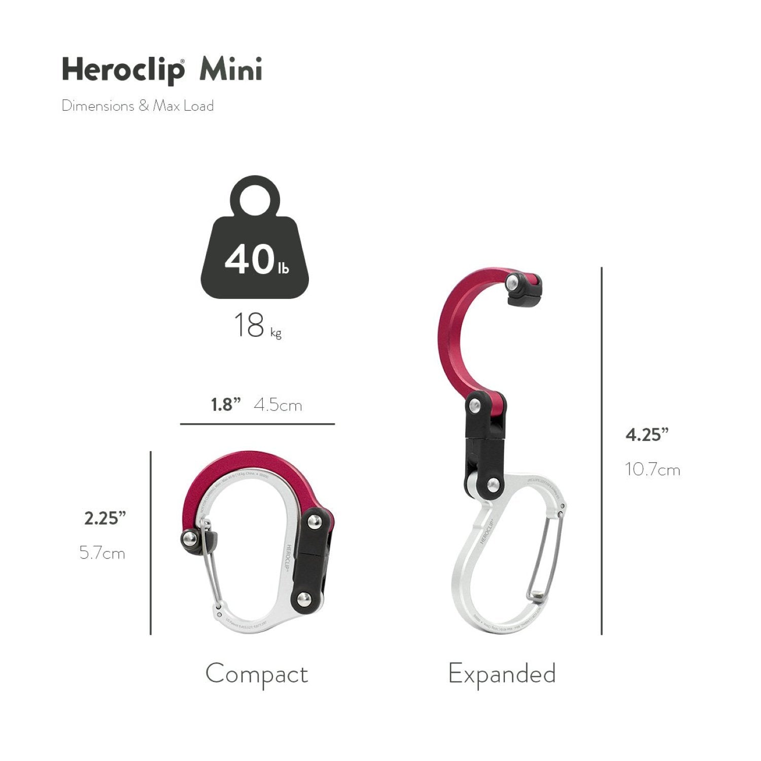 Heroclip Carabiner Mini - Hot Rod Red
