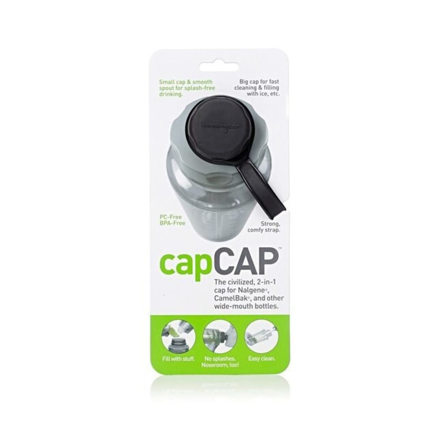Humangear Capcap+ Universal Water Bottle Cap (63mm) (Black/Gray)