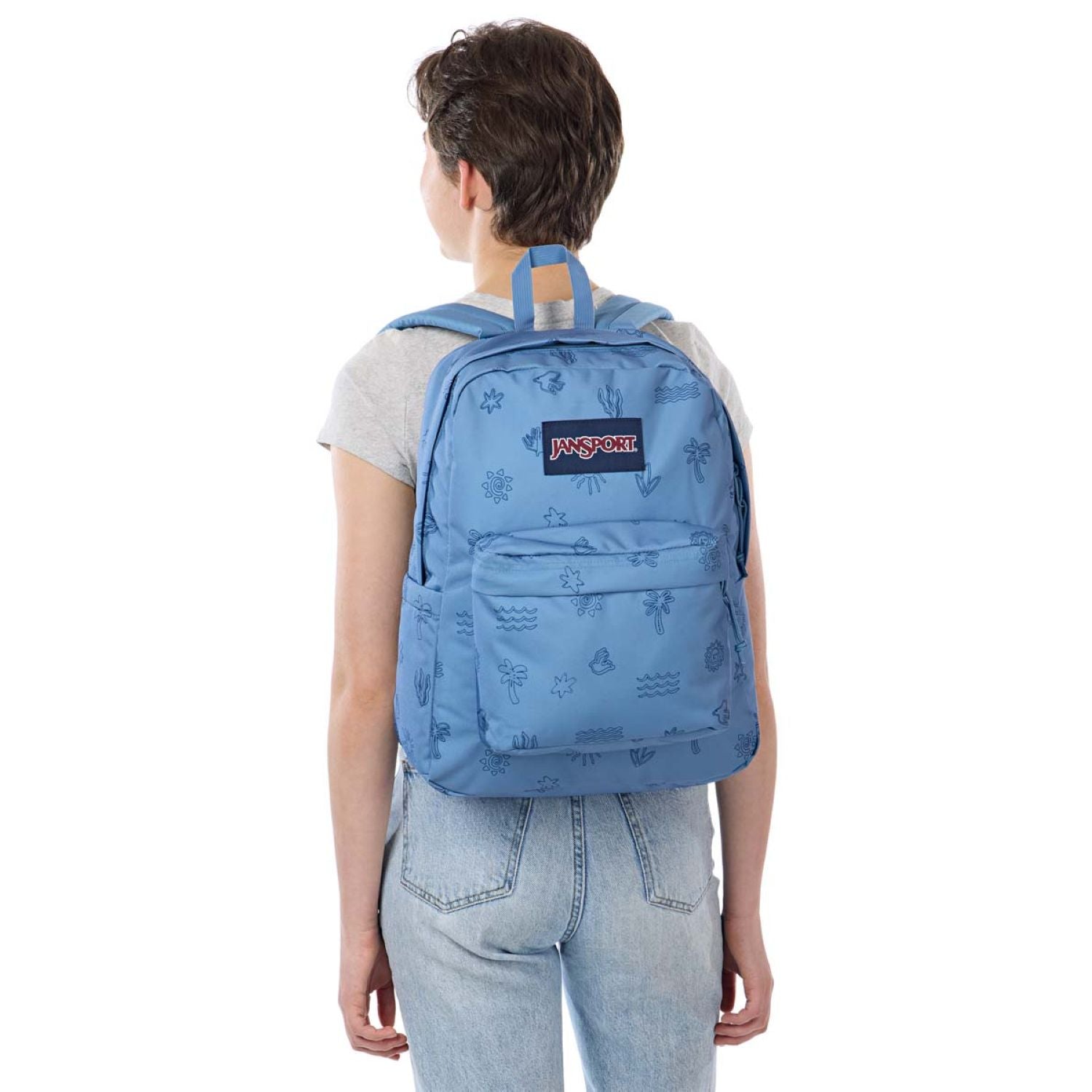 Jansport Superbreak Plus Backpack - Sunny Sketches Blue