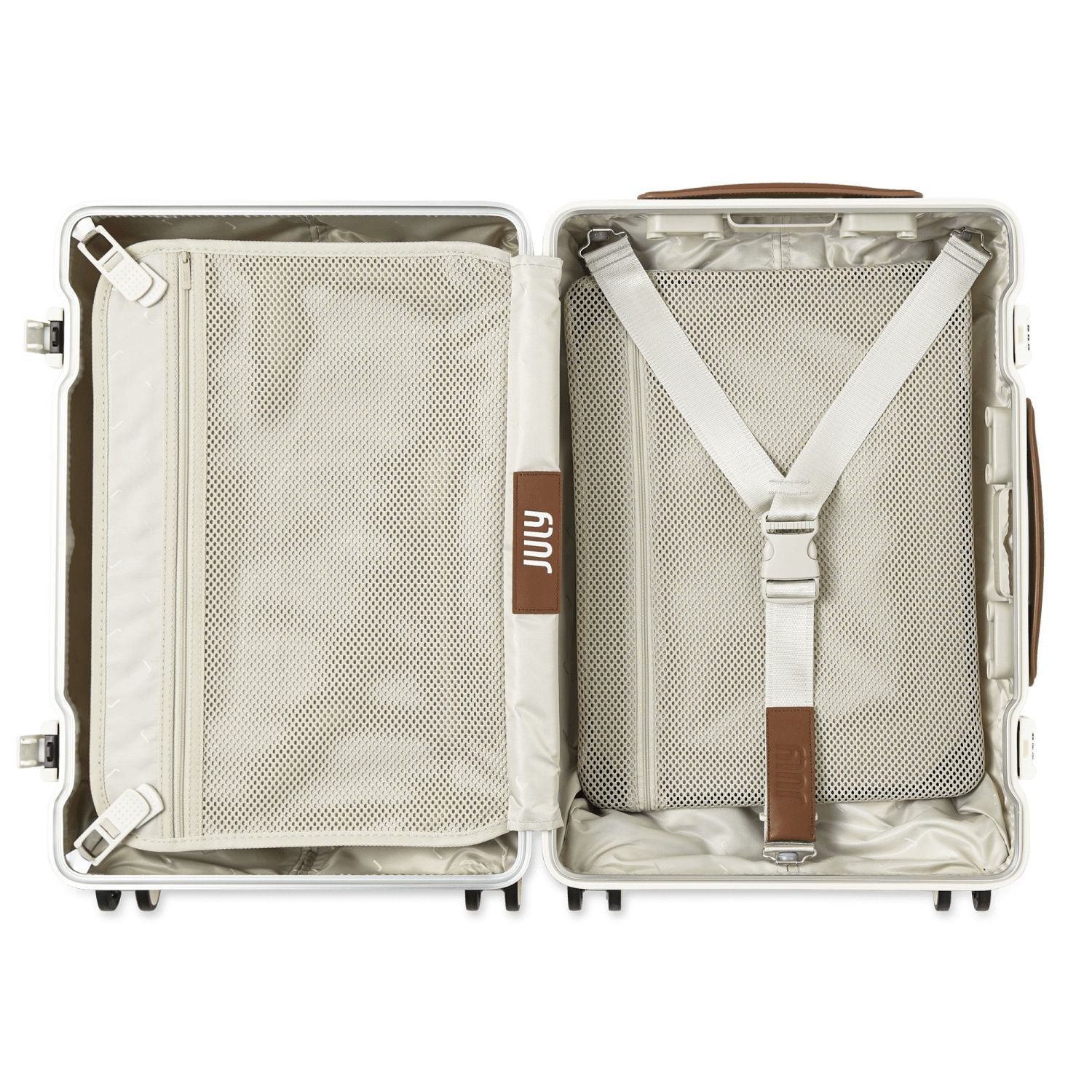 July Carry On Trunk Polycarbonate 21" Luggage With Fast Charge Usb-C  Cable - Cream