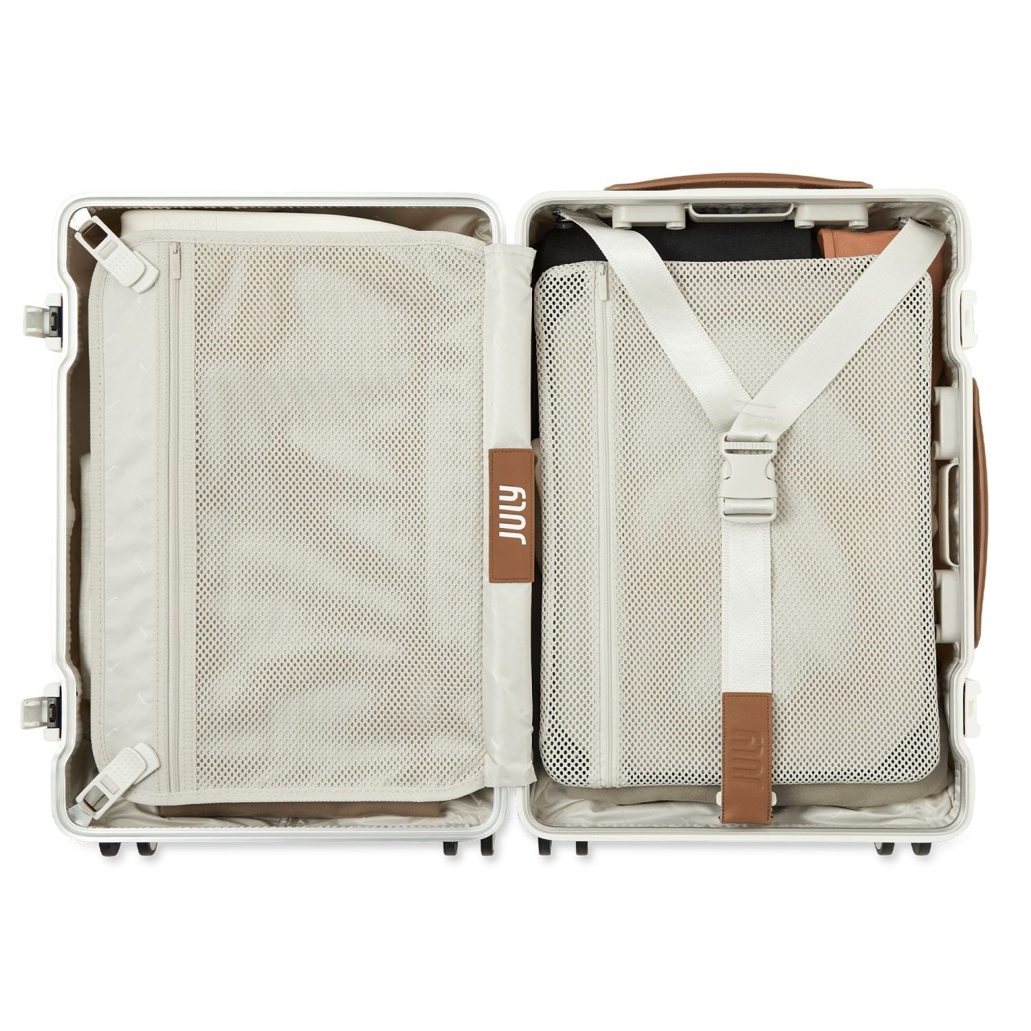 July Carry On Trunk Polycarbonate 21" Luggage With Fast Charge Usb-C  Cable - Cream