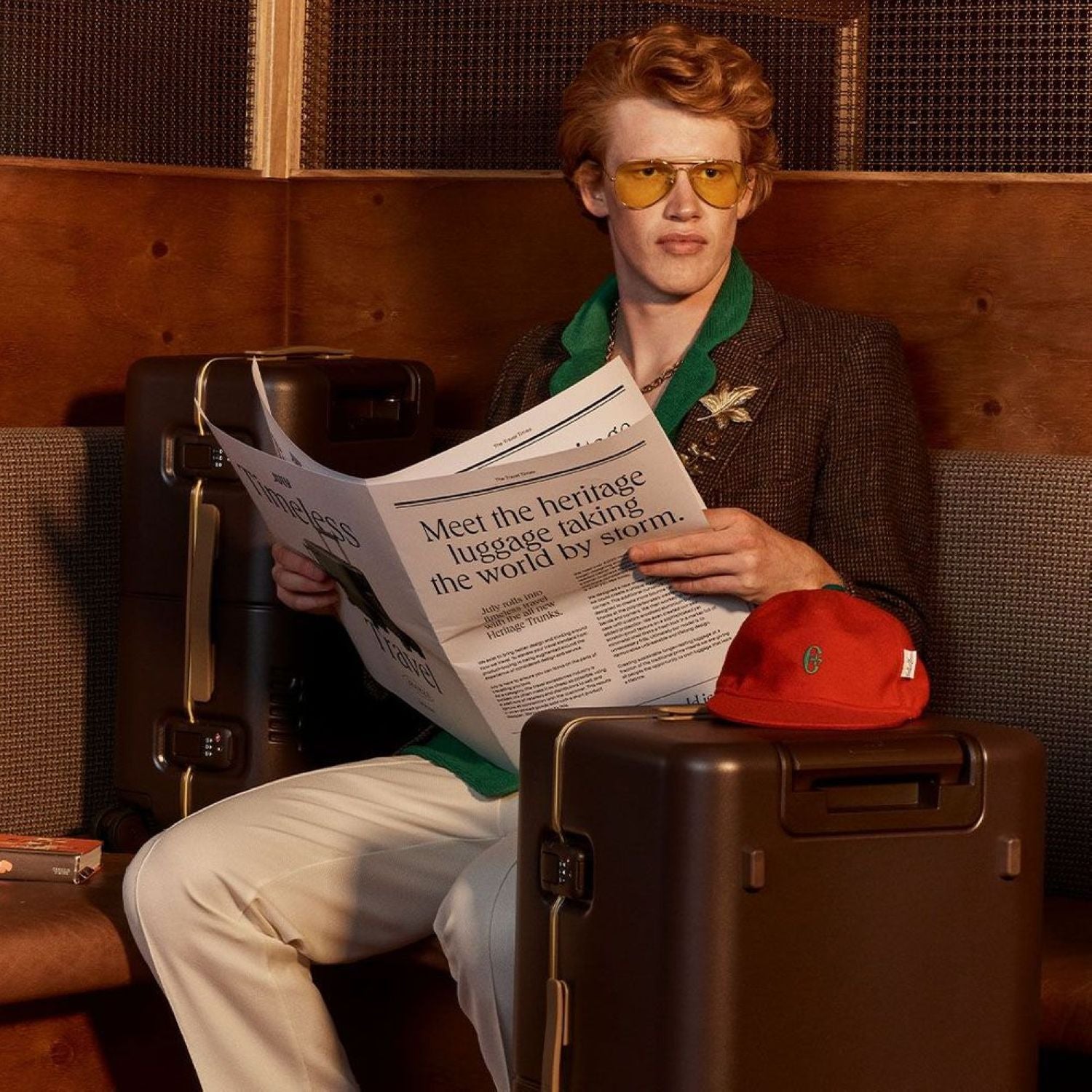 July Checked Trunk Polycarbonate Frame 28" Luggage - Brown