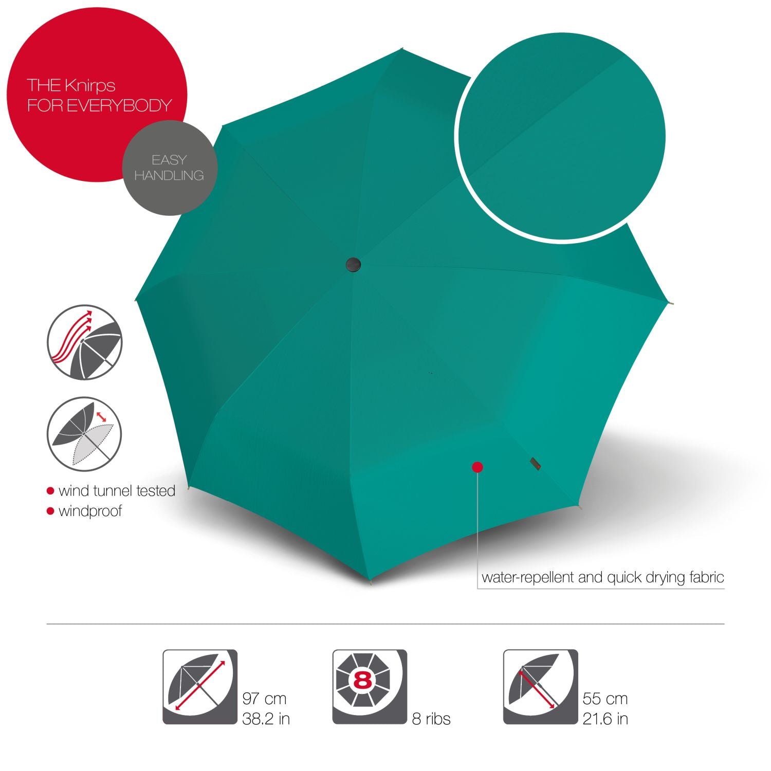 Knirps A.200 Medium Duomatic Umbrella - Pacific