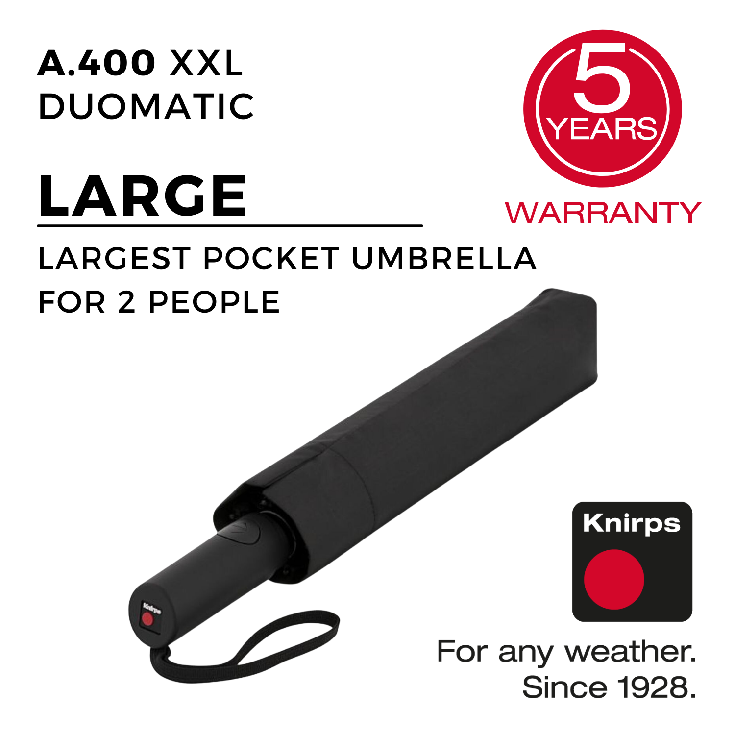 Knirps A.400 XXL Duomatic Umbrella - Black – The Planet Traveller