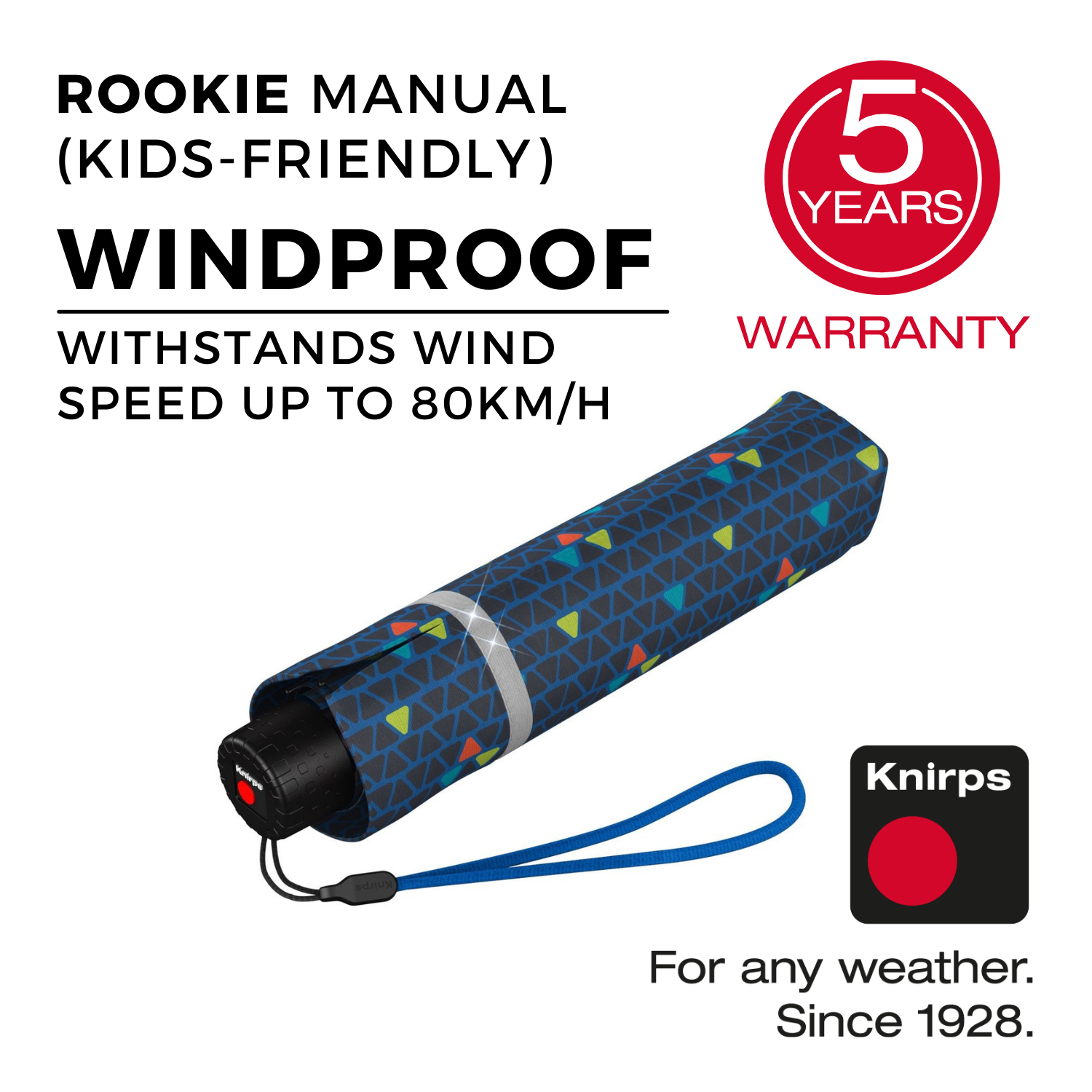 Knirps Rookie Manual Reflective Umbrella - Triple Blue