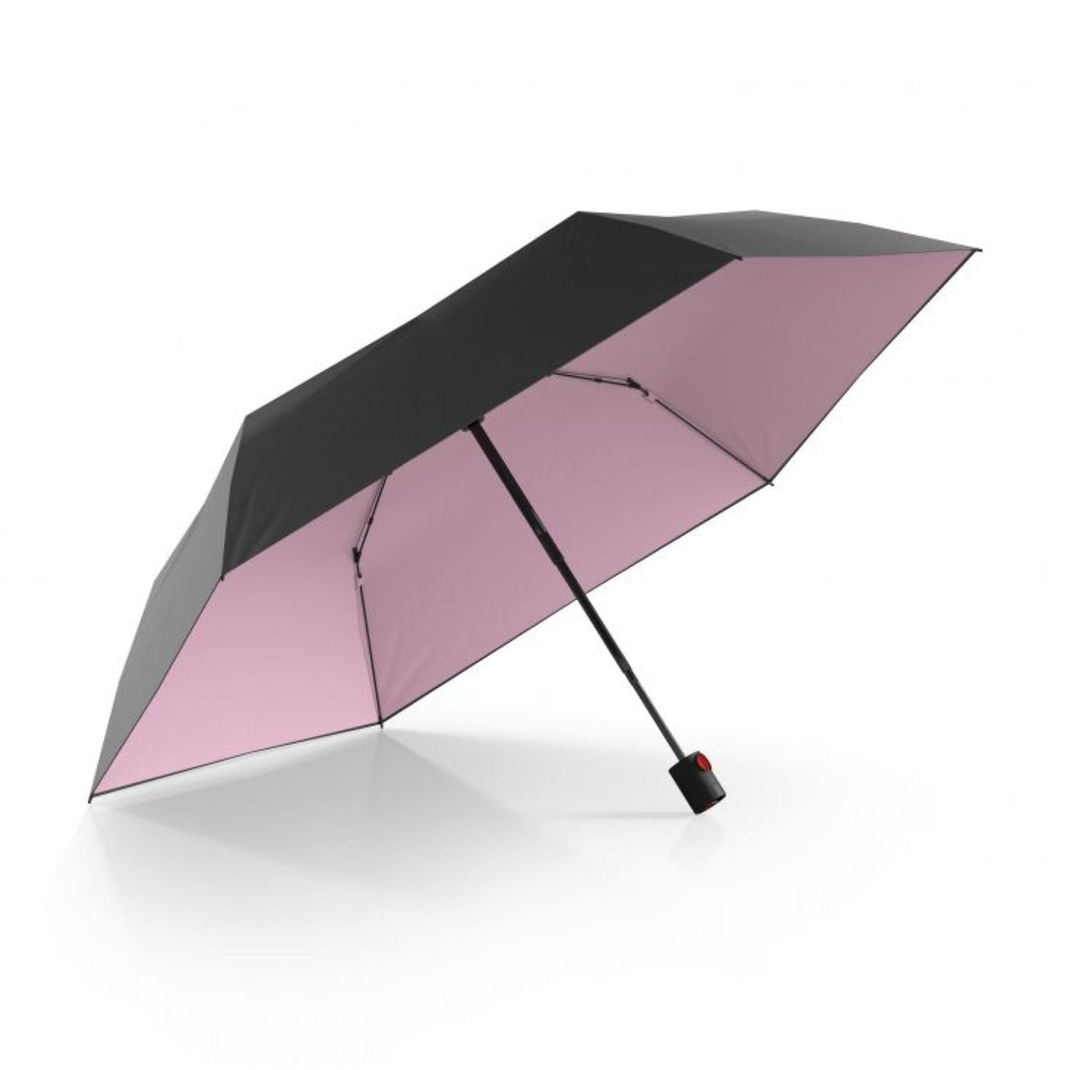 Knirps U.200 Ultraslim Duomatic (UV Protection) - Black / Rose Inner Coating