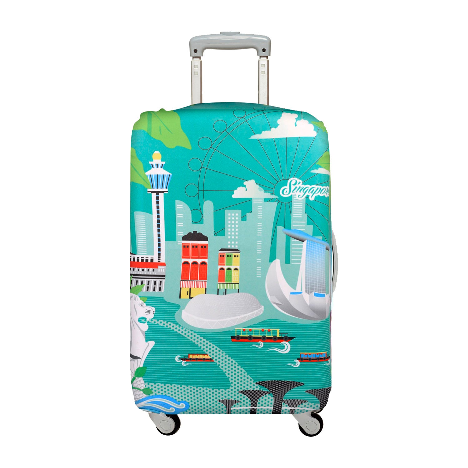 LOQI Urban Medium Luggage Cover - Singapore (23"-26")