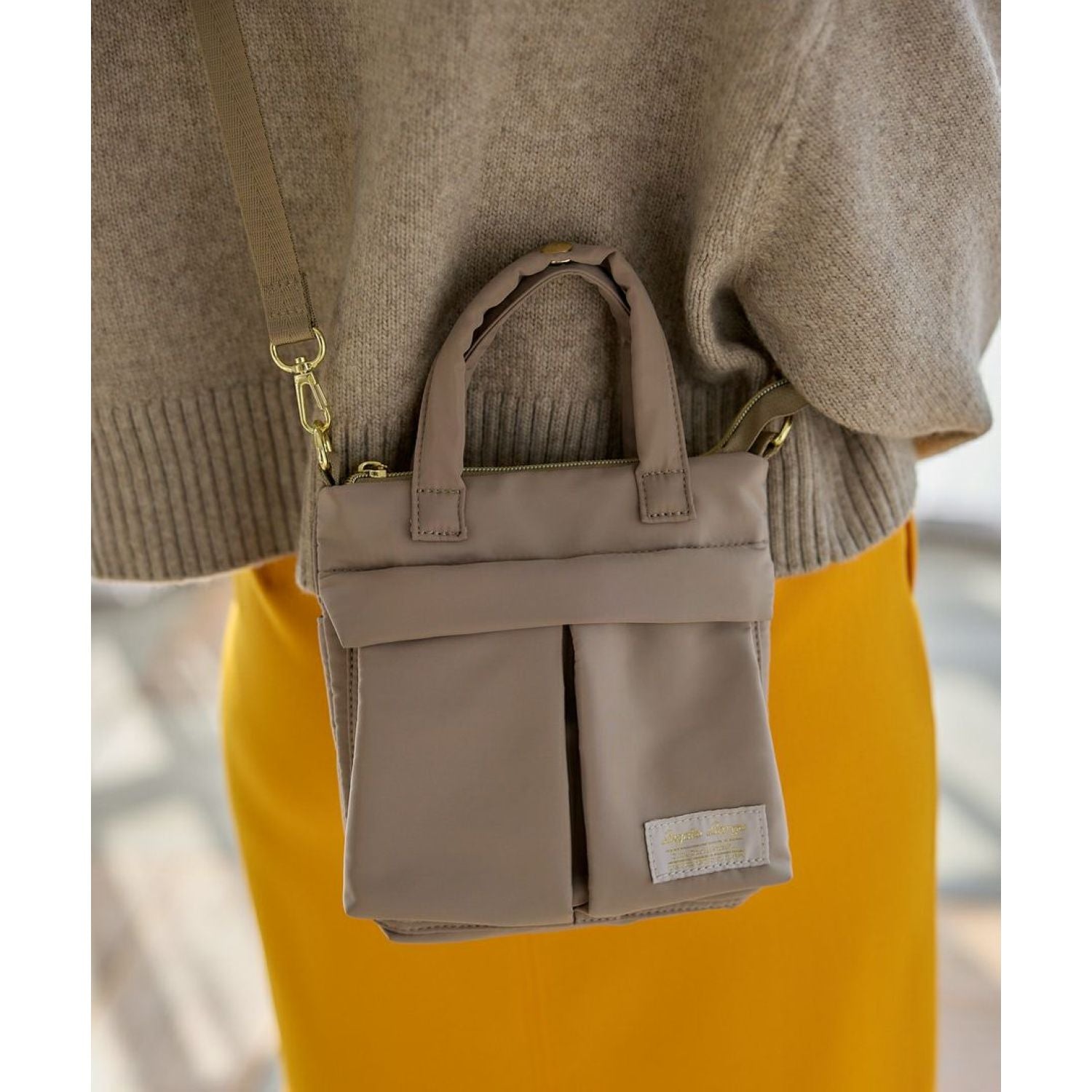 Legato Largo Helmet Bag 2Way Mini Shoulder Bag (Grey Beige)