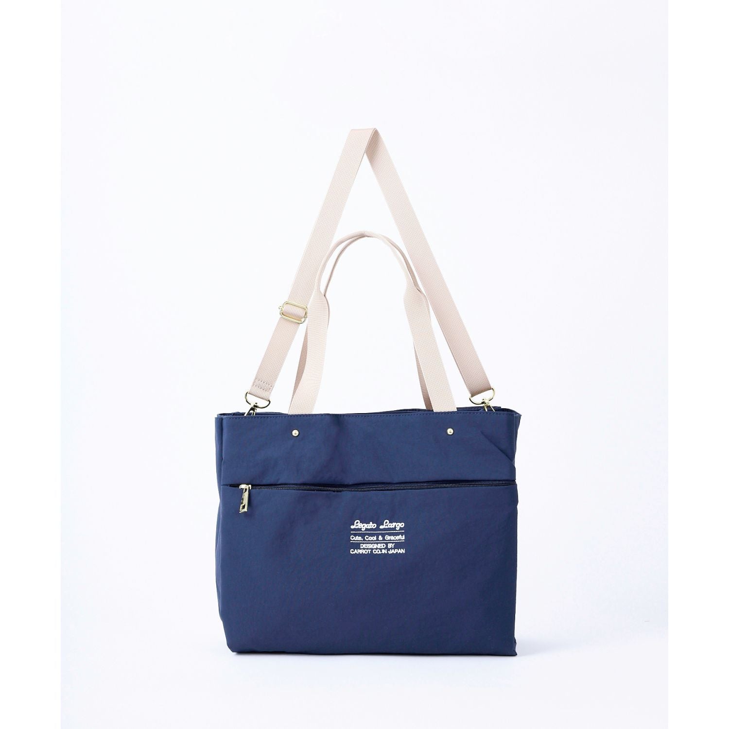Legato Largo Washable Nylon 2Way Tote Bag (Navy)